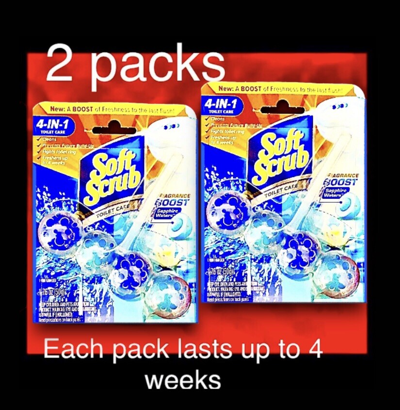 2pks Soft Scrub 4-in-1 Technology Toilet Care SAPPHIRE WATERS:clean/fight/fresh