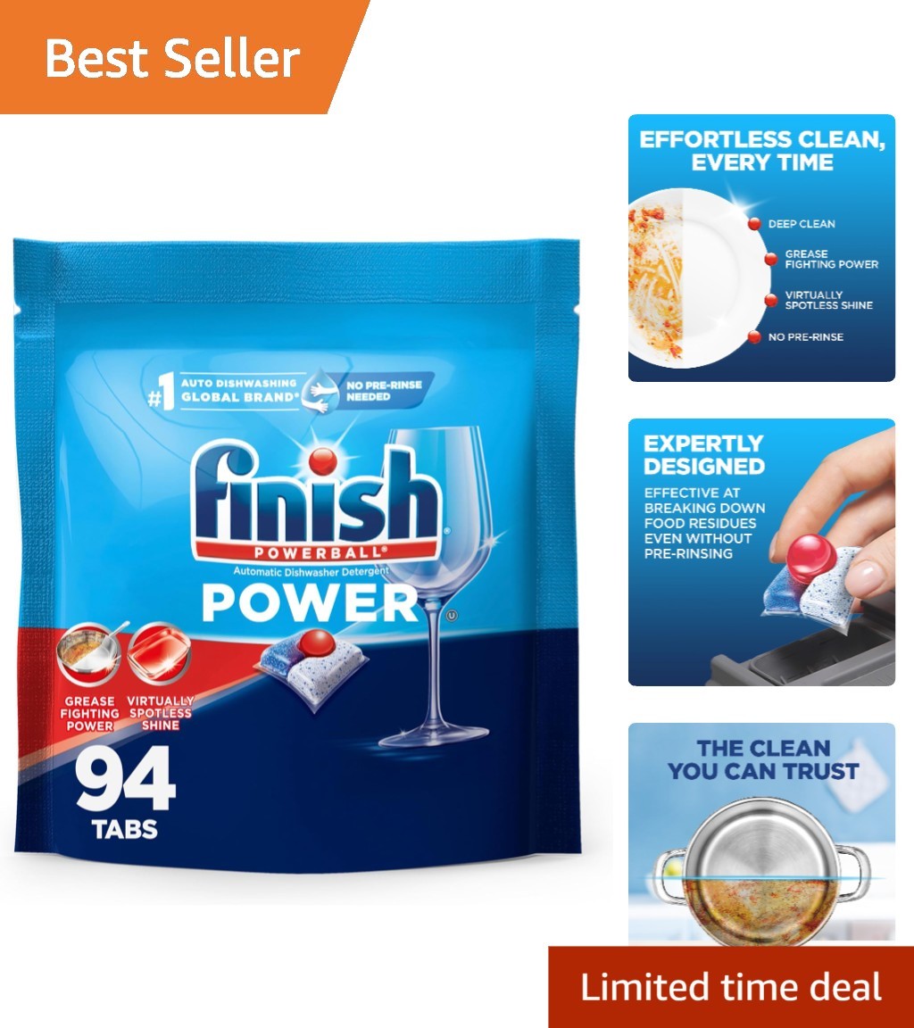 Power Dishwasher Pods, 94 Count – Streak-Free Shine with No Rinse Needed