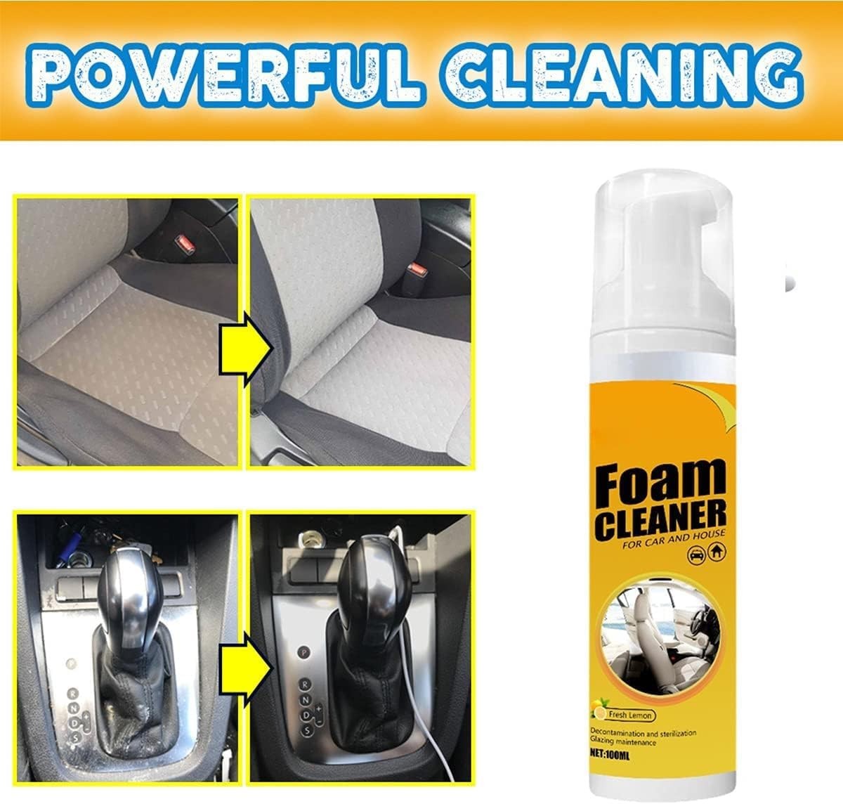 Multi-Functional Foam Spray Cleaner for Car Interiors & Household Surfaces