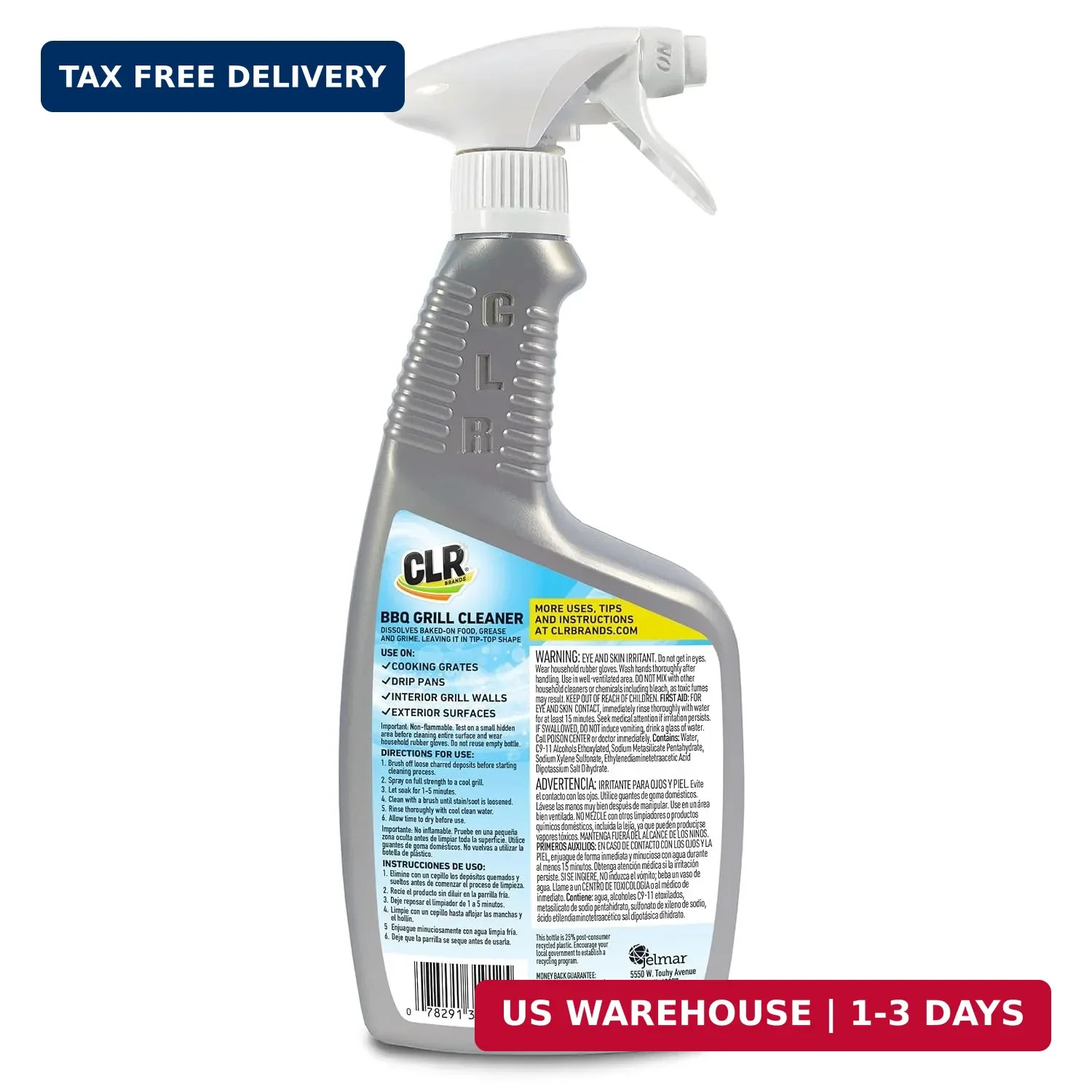 CLR Brands Grill Cleaner and Degreaser Spray, 26 oz. Bottle, BBQ Cleaner Removes