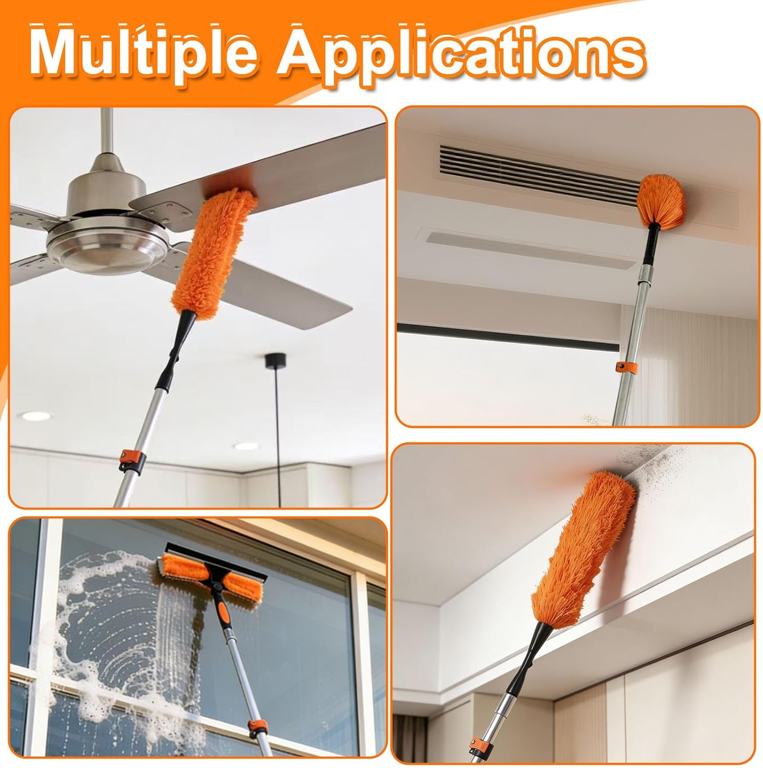 26FT High Reach Duster Kit with 5-20FT Flip-Lock & Screw Dual Locking Extension