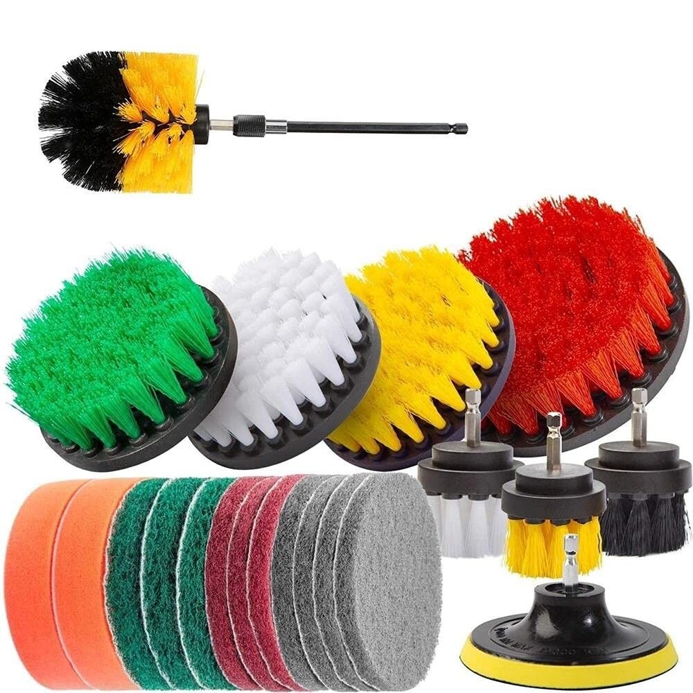 22pcs Car Cleaning Kit Interior Exterior Auto Detailing Wash Drill Brush Engine