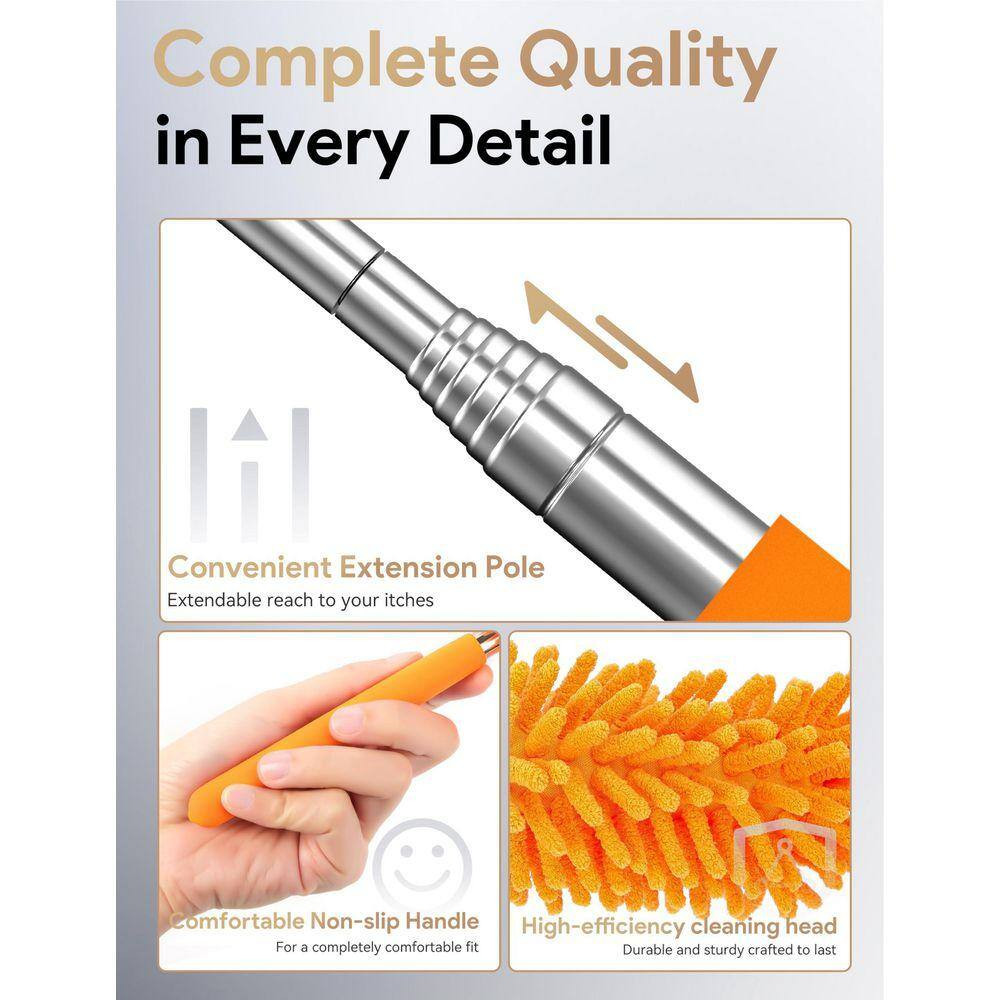 Hand Washable Microfiber Duster Extendable 10 In. to 29 In. Cleaning Tool 2-Pack