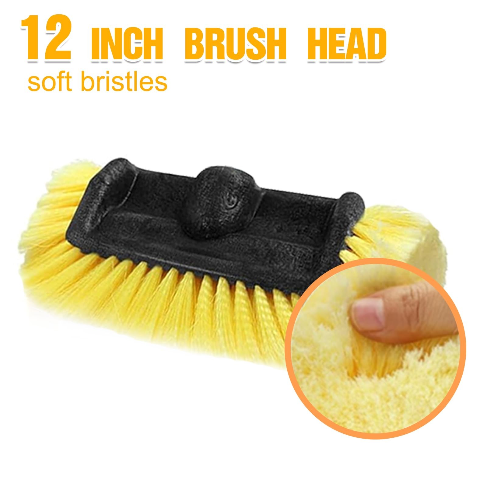 12FT Car Wash Brush with Long Handle, Soft Bristles & Soap Dispenser