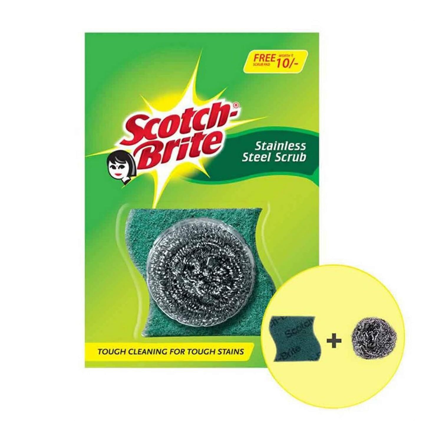 Scotch-Brite 1 Stainless Steel (12 g) Scrubber & 1 Scrub pad Combo – Free Ship