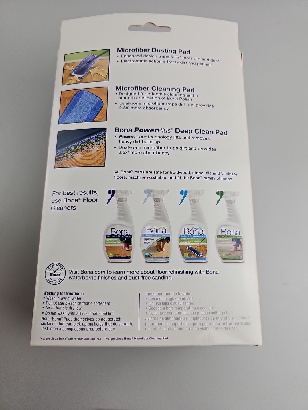 Bona 3 Pack Microfiber Pads Dust, Clean & Deep Clean – Hardwood, laminate, tile