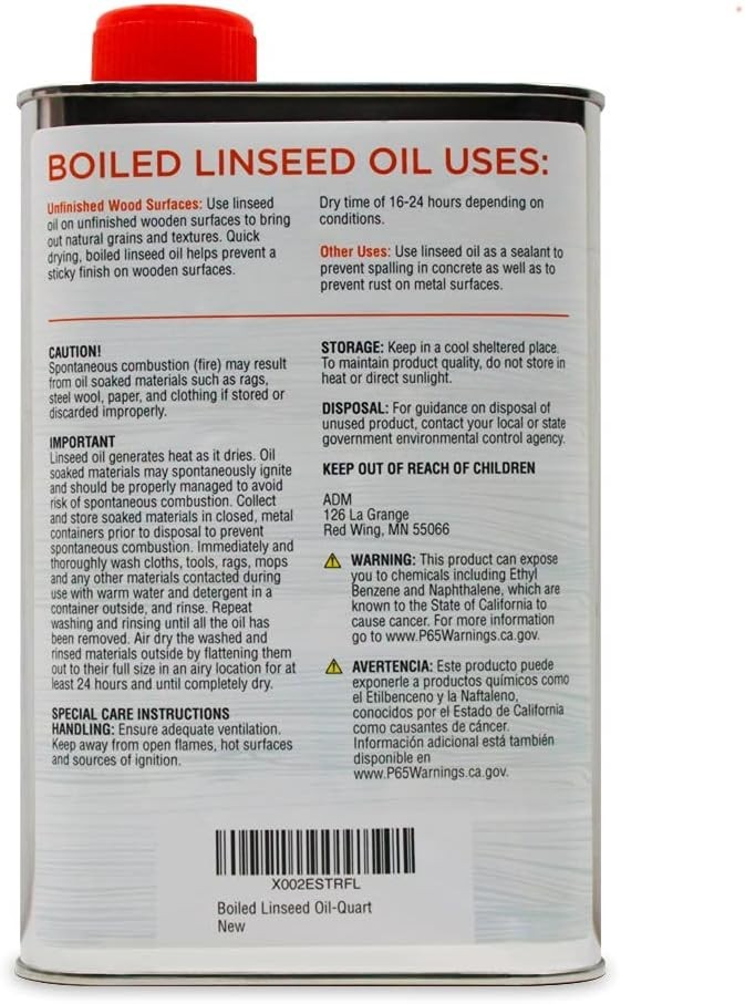 Luxury Boiled Linseed Oil – 32 Fl Oz, Clear Finish for Indoor & Outdoor Wood