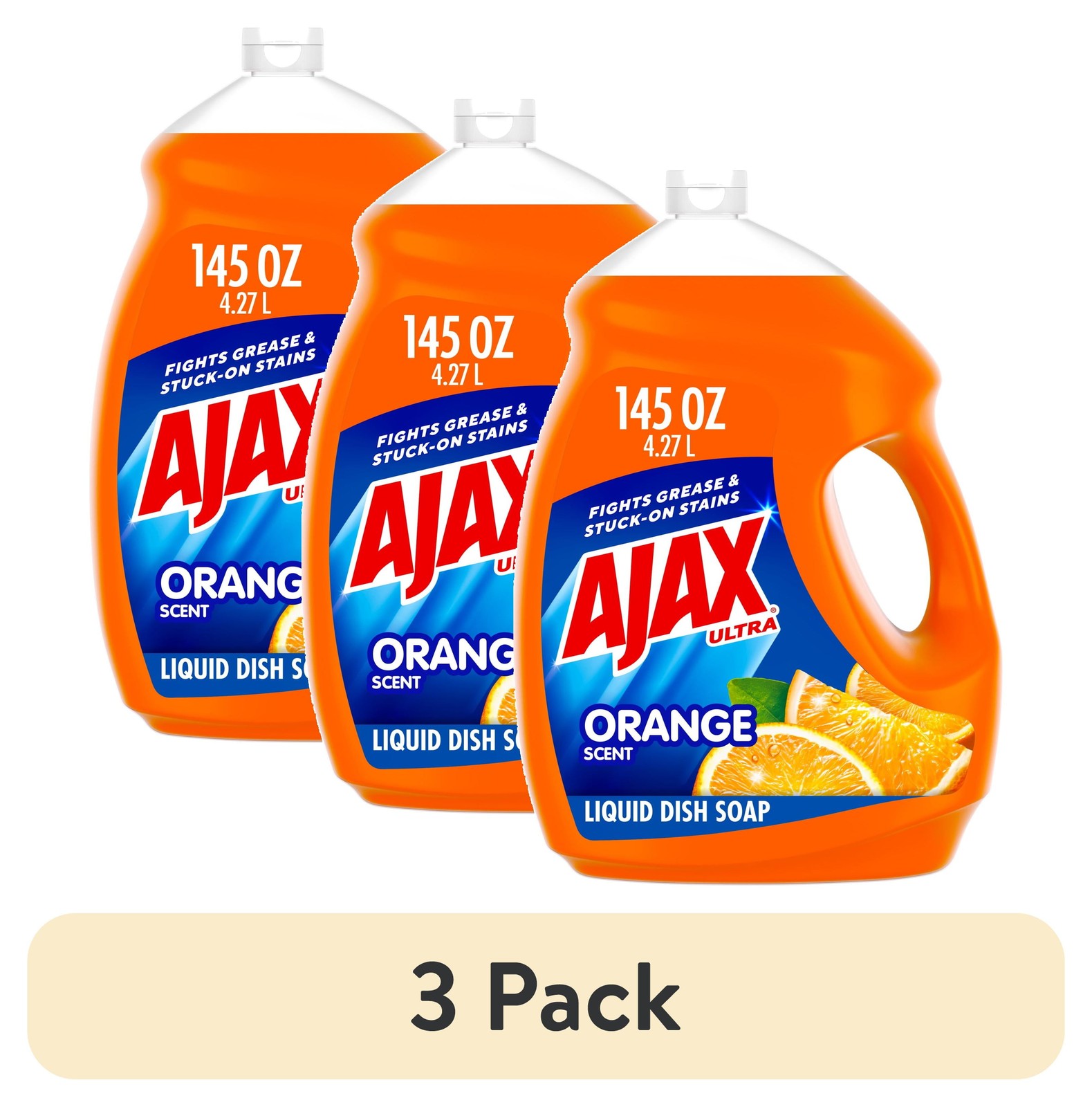 (3 pack) Ultra Triple Action Dishwashing Liquid Dish Soap, Orange Scent