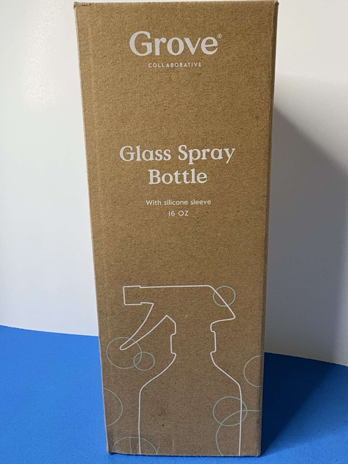 Grove Collaborative Glass Spray Bottle With Gray Silicone Sleeve NIB 16 Oz