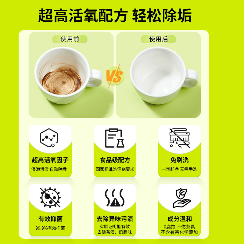 水杯清洁泡腾片去茶渍 Effervescent tablets for cleaning cups to remove stains 10 pcs/1pack