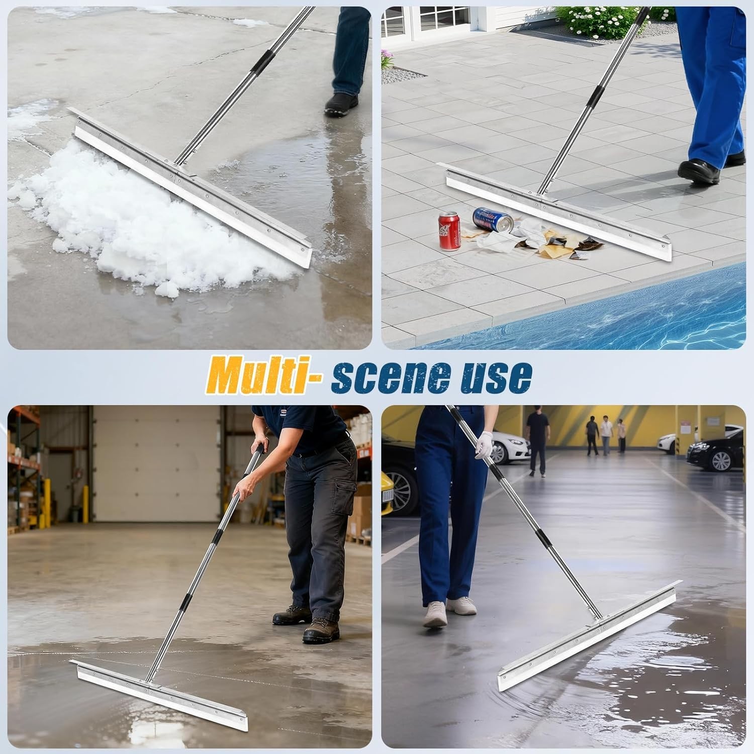 33.4″ Large Floor Squeegee for Concrete, Commercial Heavy Duty Silicone Blade Sq