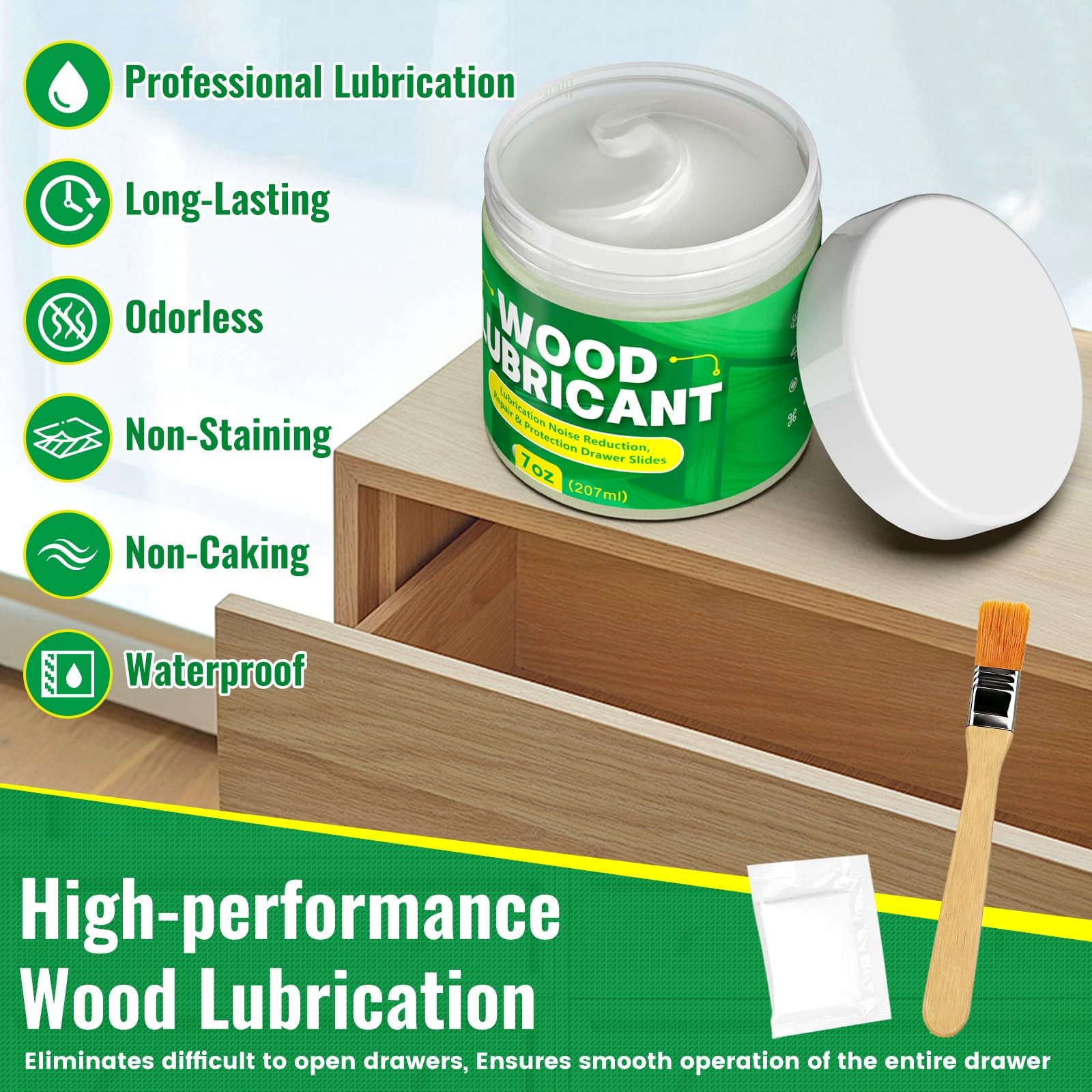 Wood Lubricant, 7OZ Drawer Wax Wood Lubricant Multi-Purpose Wax for Drawers, …