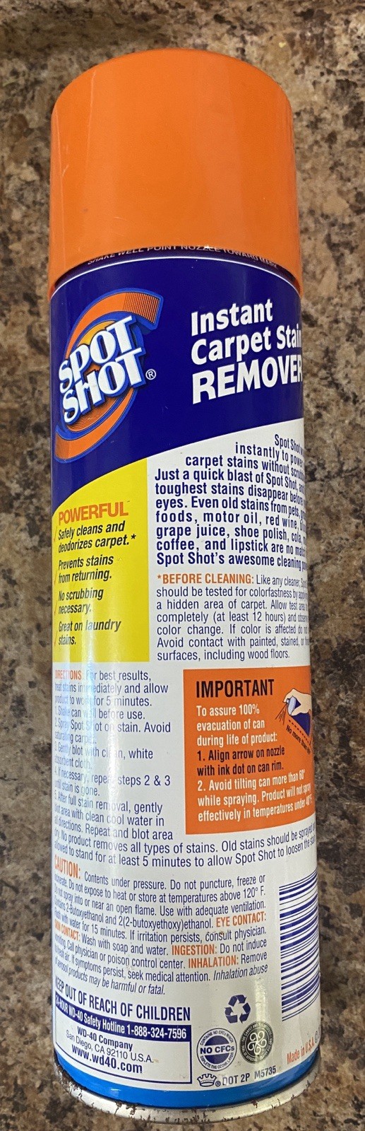 Spot Shot Instant Carpet Stain Remover Aerosol 16 Oz Can New Old Stock 2014