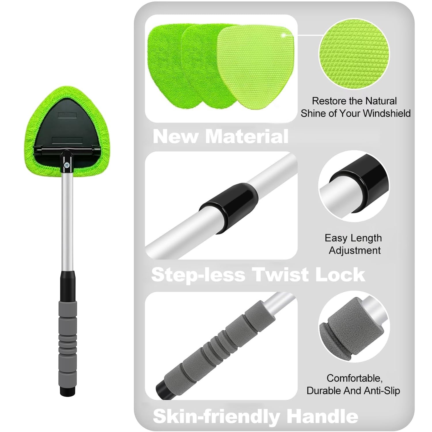 Windshield Cleaning Tool Kit Car Window Glass Wiper Cleaner Brush Pad Extendable