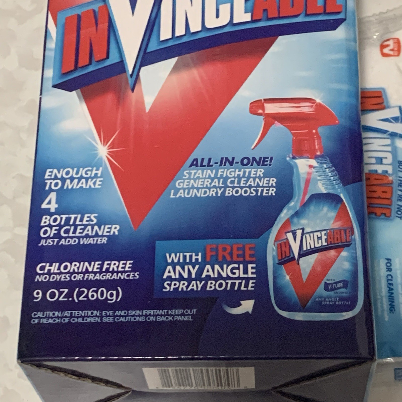 INVINCEABLE All In One Cleaner Stain Fighter As Seen on TV Bottle + 7 Packs LOT