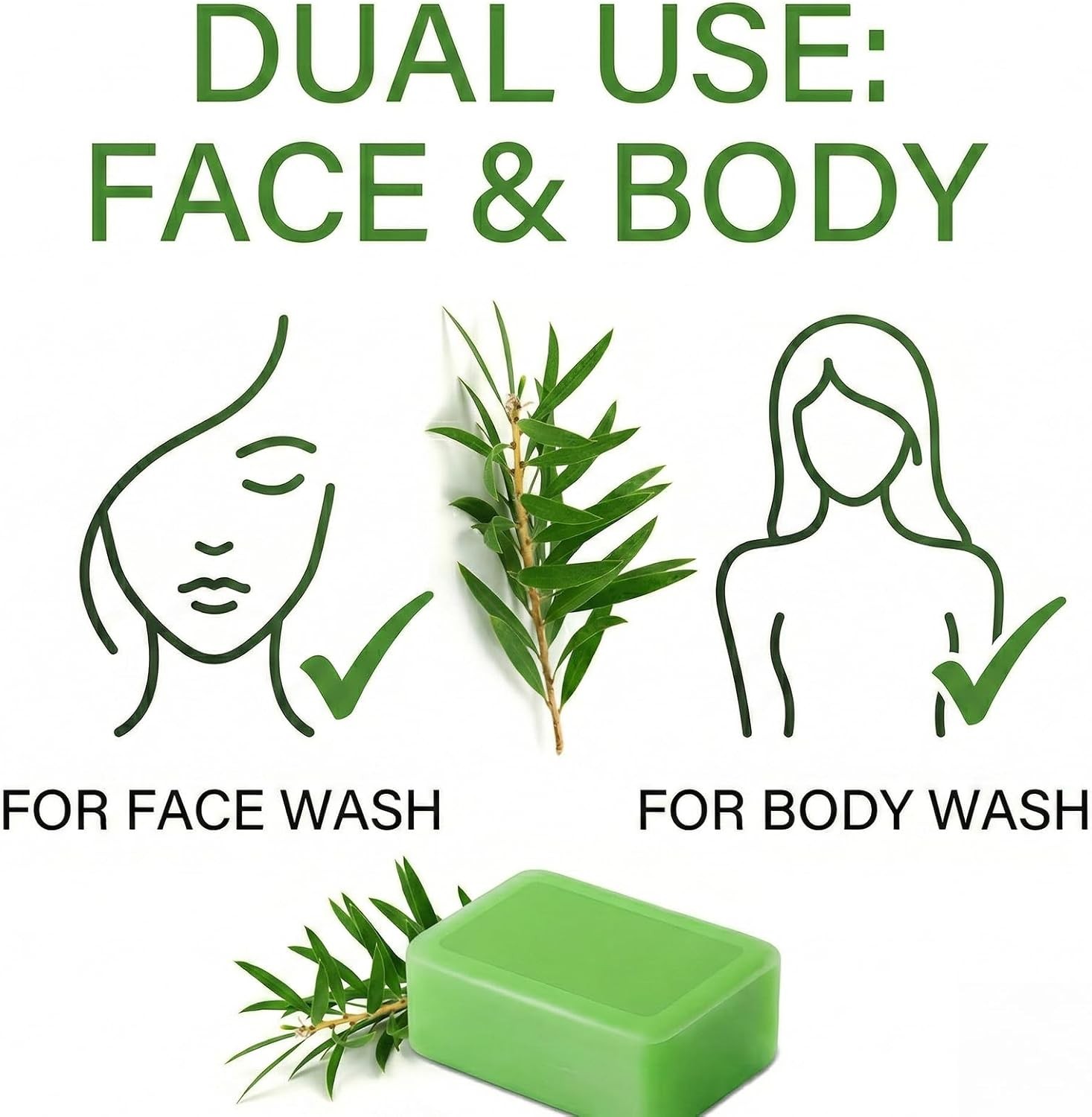 Tea Tree Oil Soap Bar for Face & Body, Natural Tea Tree Soap for