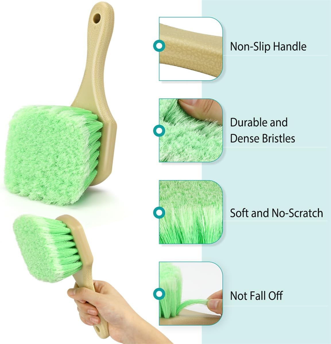 Wheel Rim & Tire Brush Set, Soft & Stiff Bristle Wash Cleaning Supplies Kit