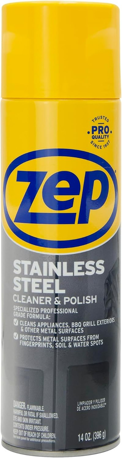 Stainless Steel Cleaner Polish 14oz ZUSSTL14 Fingerprint Protection[1][2][3]