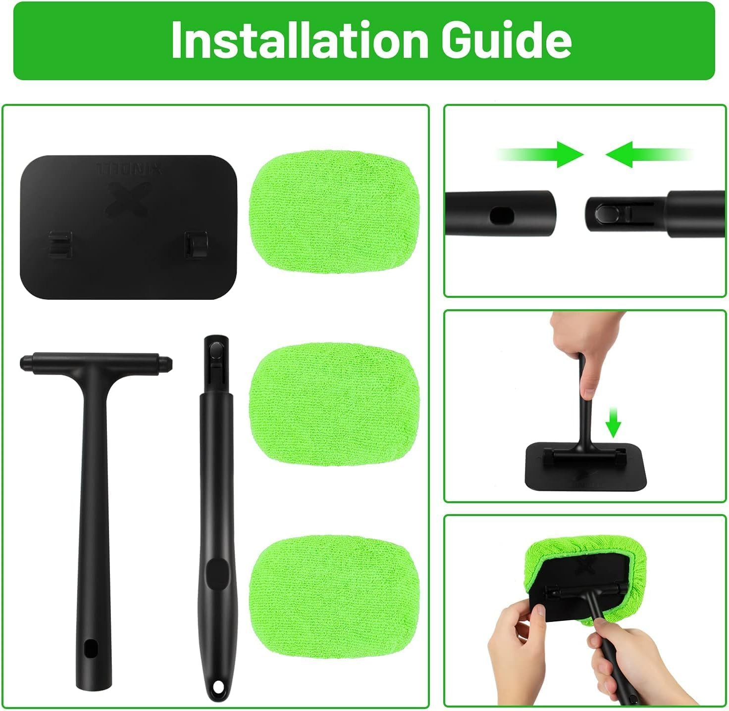 Xindell Windshield Cleaner Tool – inside Car Window Cleaning Kit with 22“ Detach
