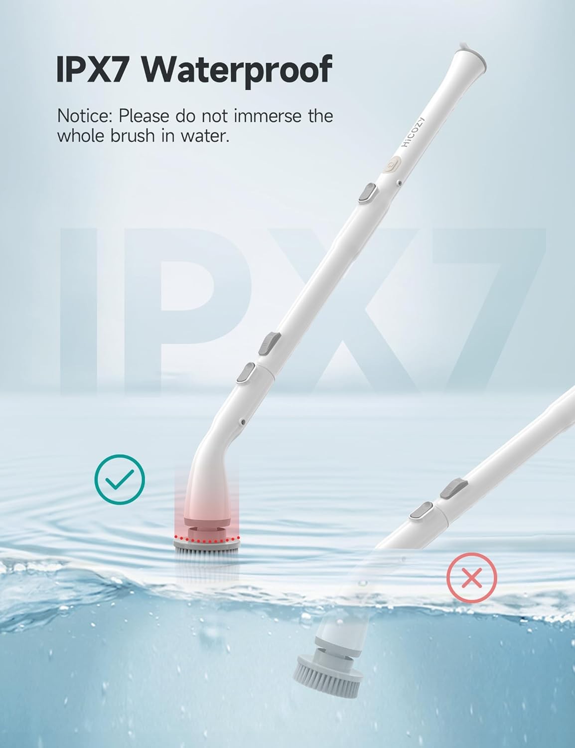 Electric Spin Scrubber HS1,IPX7 Waterproof Cleaning Brush Bathroom Floor White