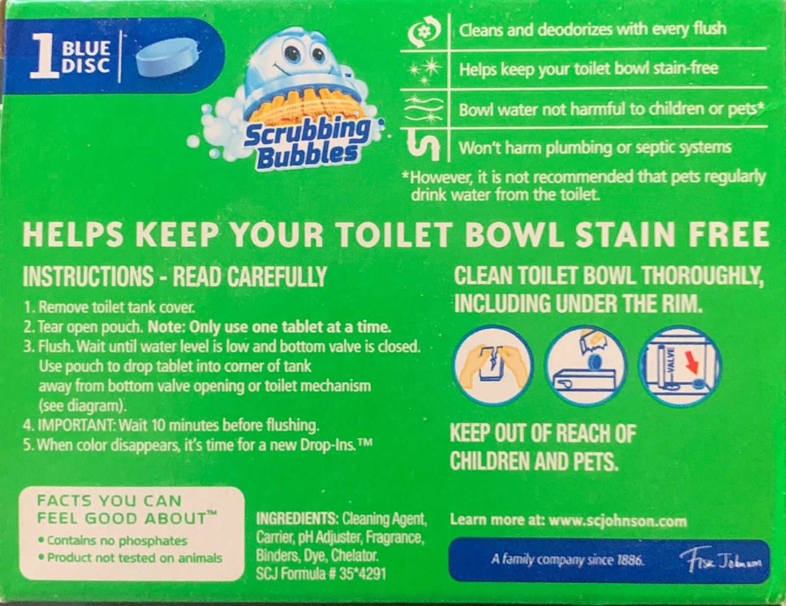 Scrubbing Bubbles Toilet Cleaning Drop-Ins Tablet – 1.7 Oz New Sealed. Lot of 3.
