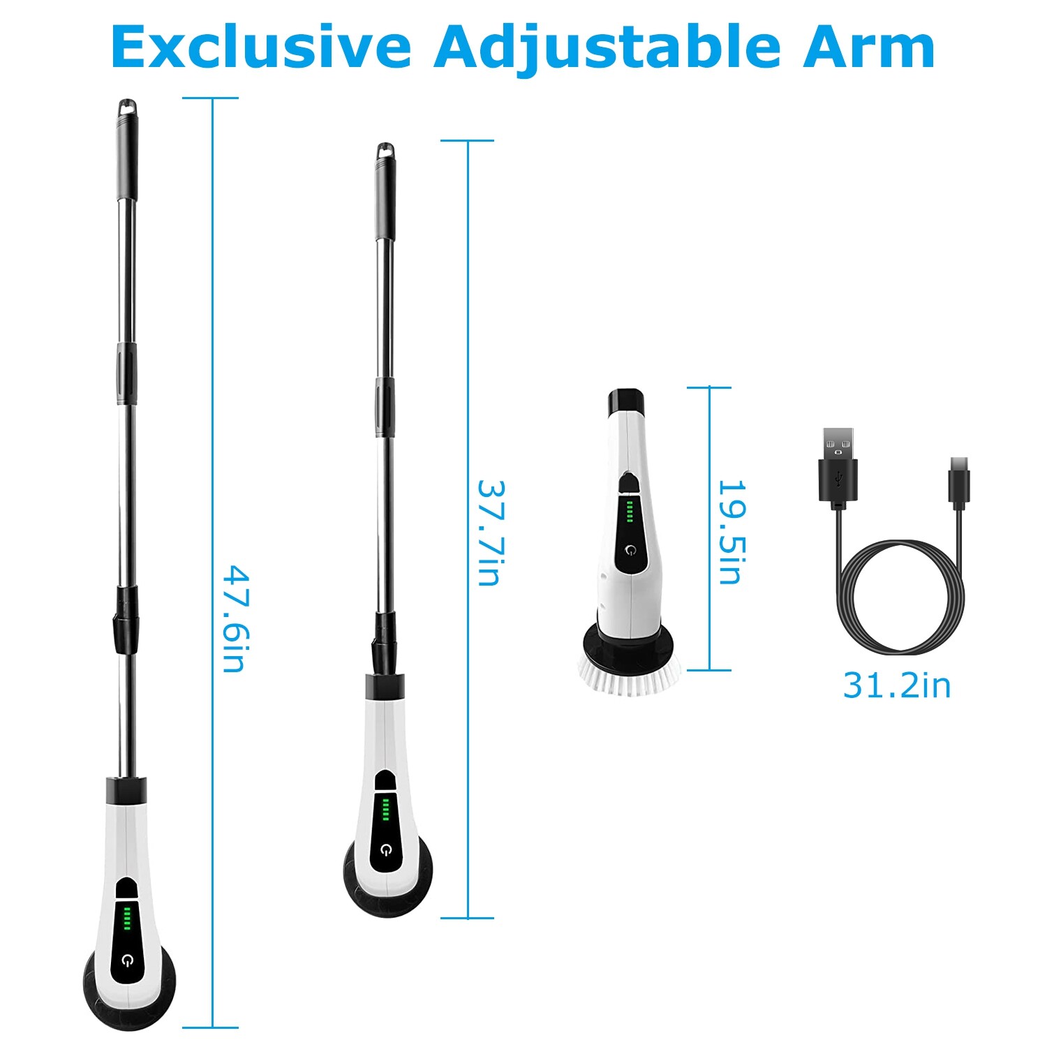 Cordless Electric Spin Scrubber Telescopic Bathroom Cleaning Brush Rechargeable