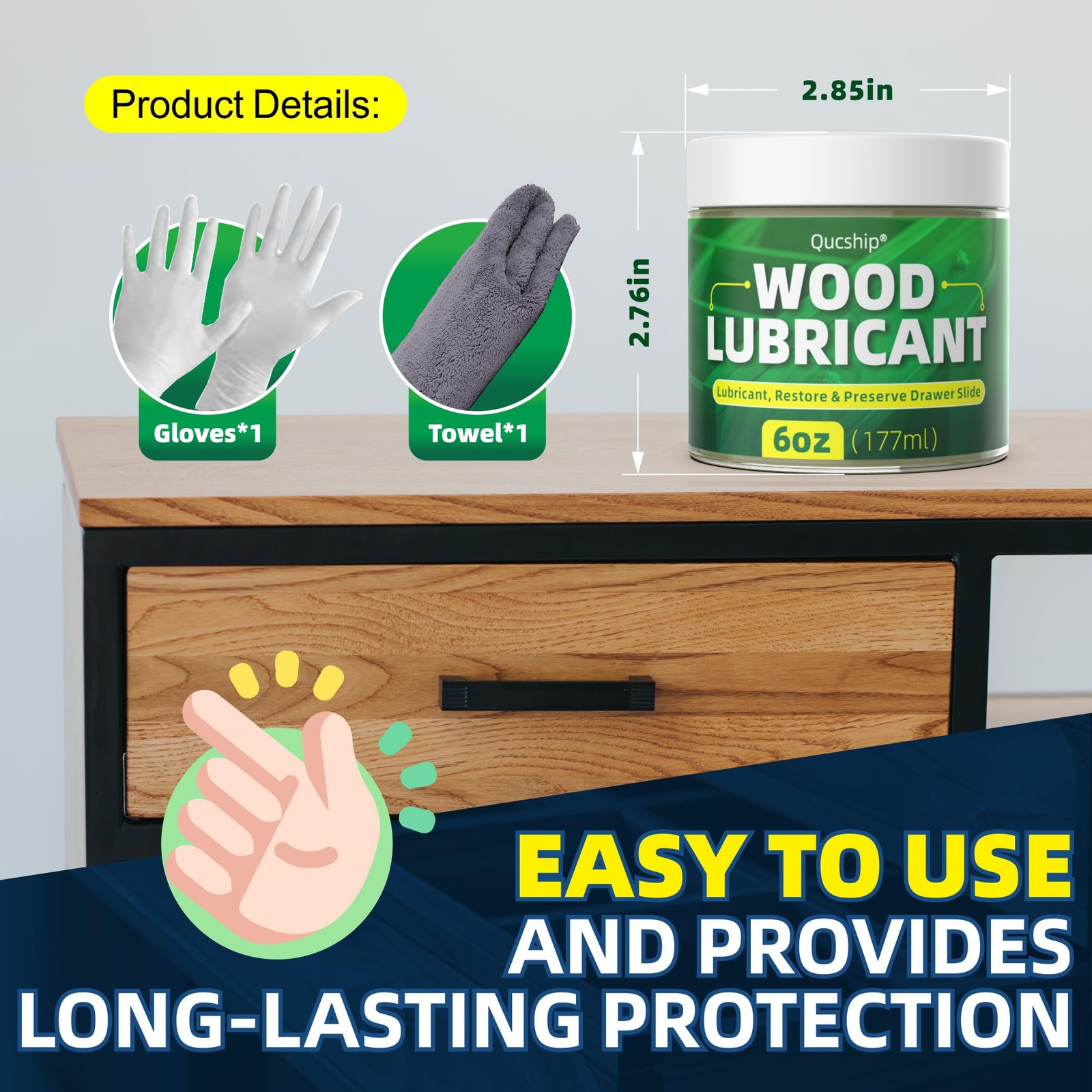 6oz Wood Lubricant & Wood Wax Paste Wax for Wood, Sliding Drawer & Door Hing…