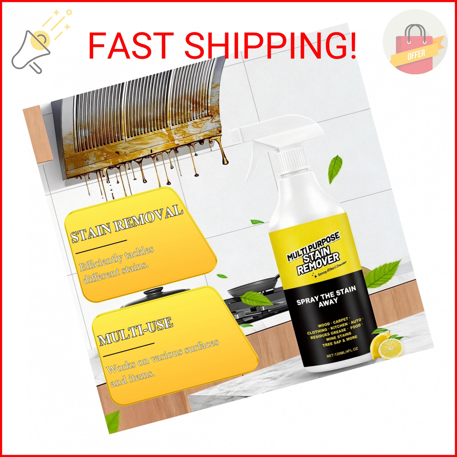 MISNINE 2PCS Multi Purpose Stain Remover, Foam Cleaner Spray, A powerful cleaner