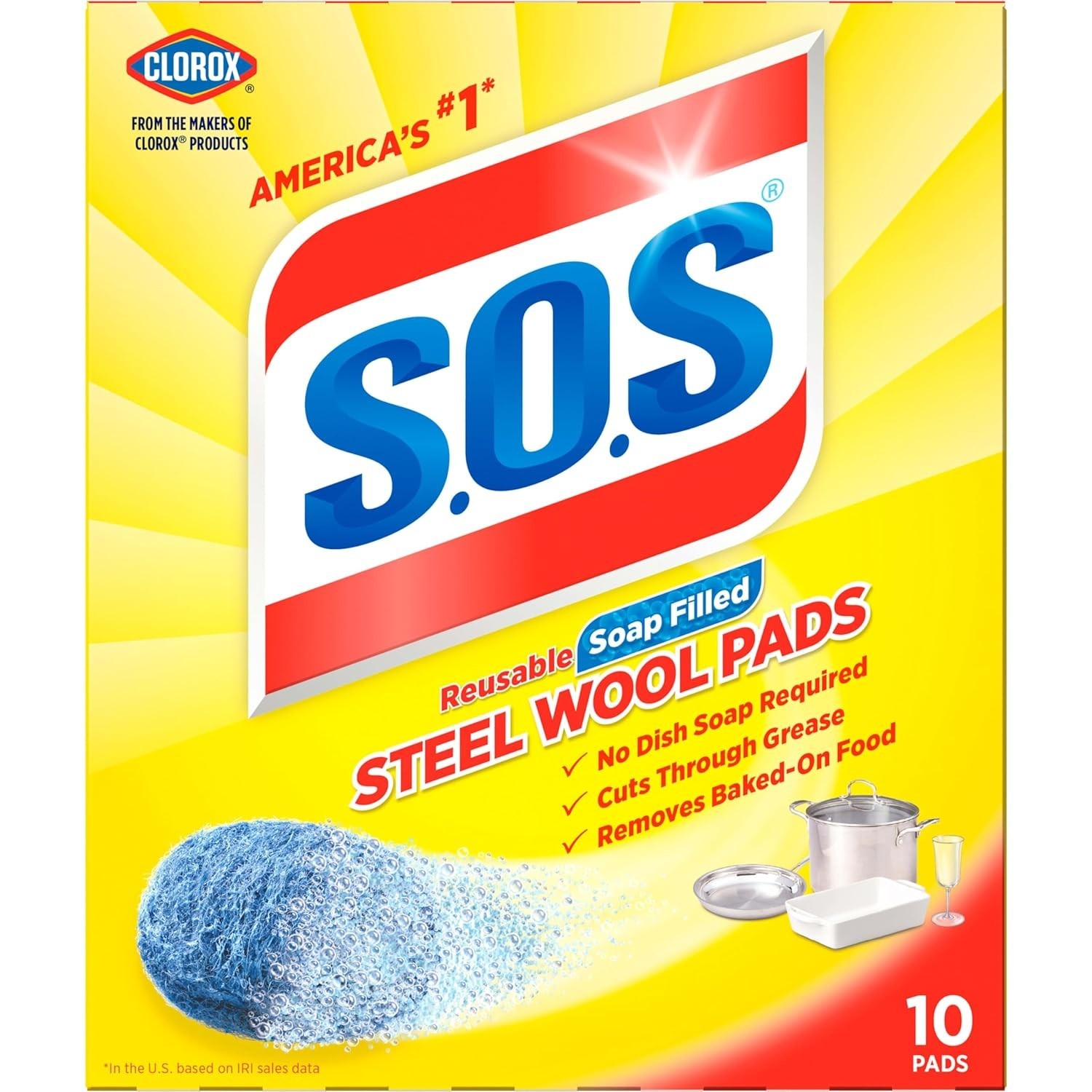 , Steel Wool Soap Pads, 10 Ct