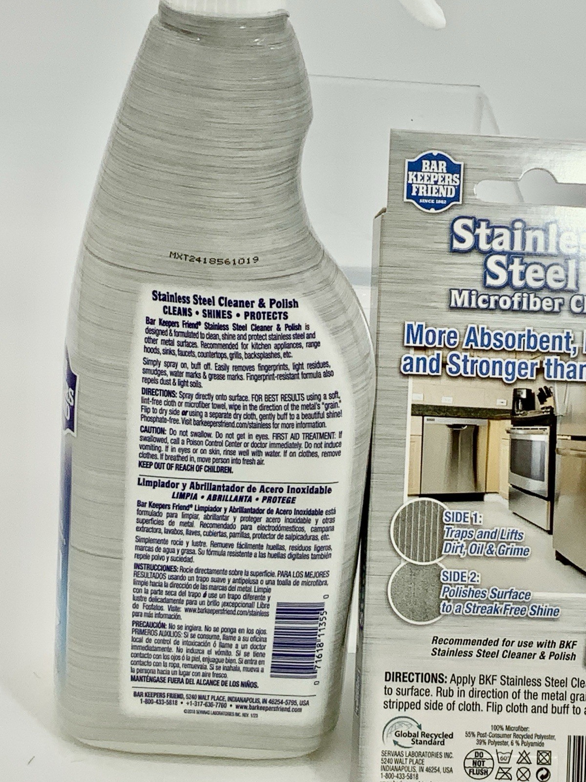Bar Keepers Friend Stainless Steel Cleaner & Polish Spray Plus Microfiber Cloth