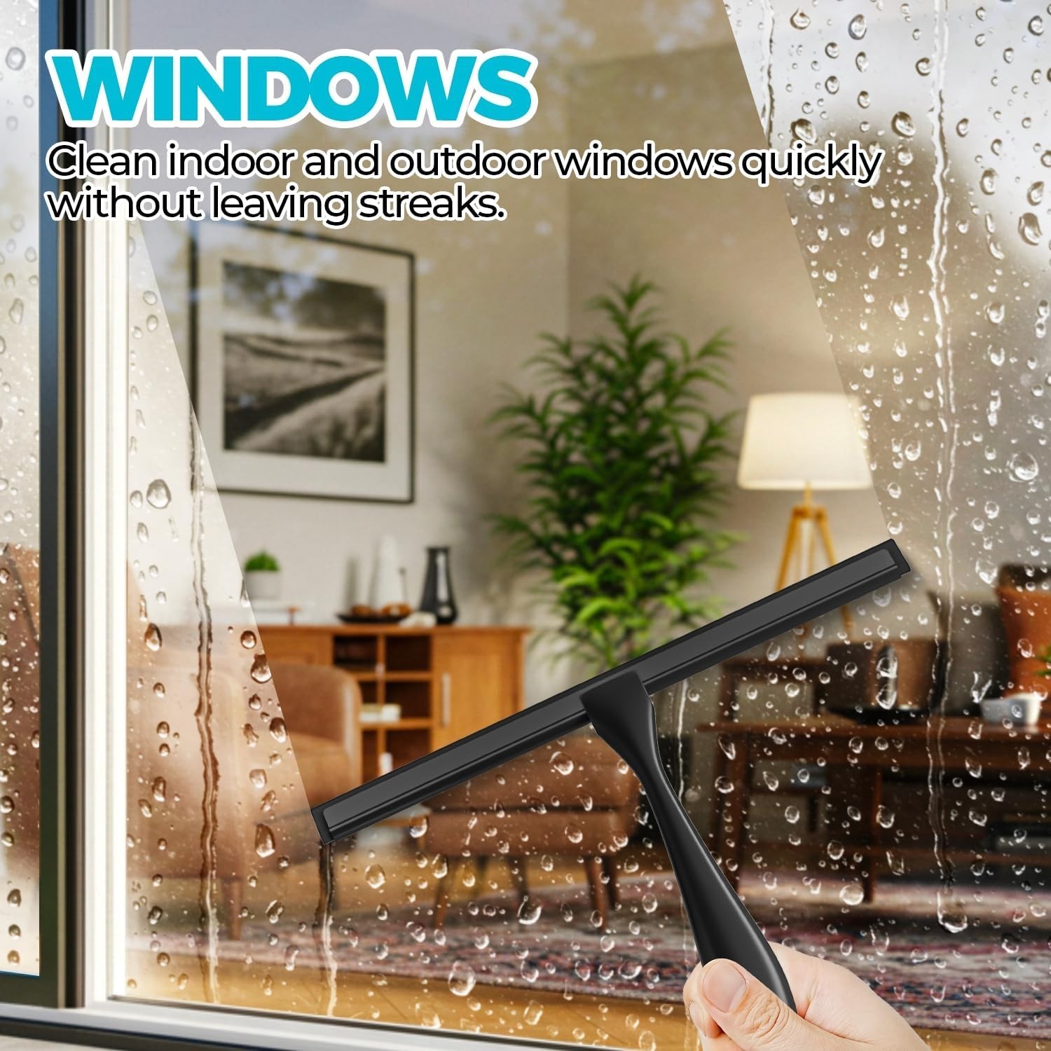 12-Inch All-Purpose Shower Squeegee for Shower Doors Stainless Steel Black
