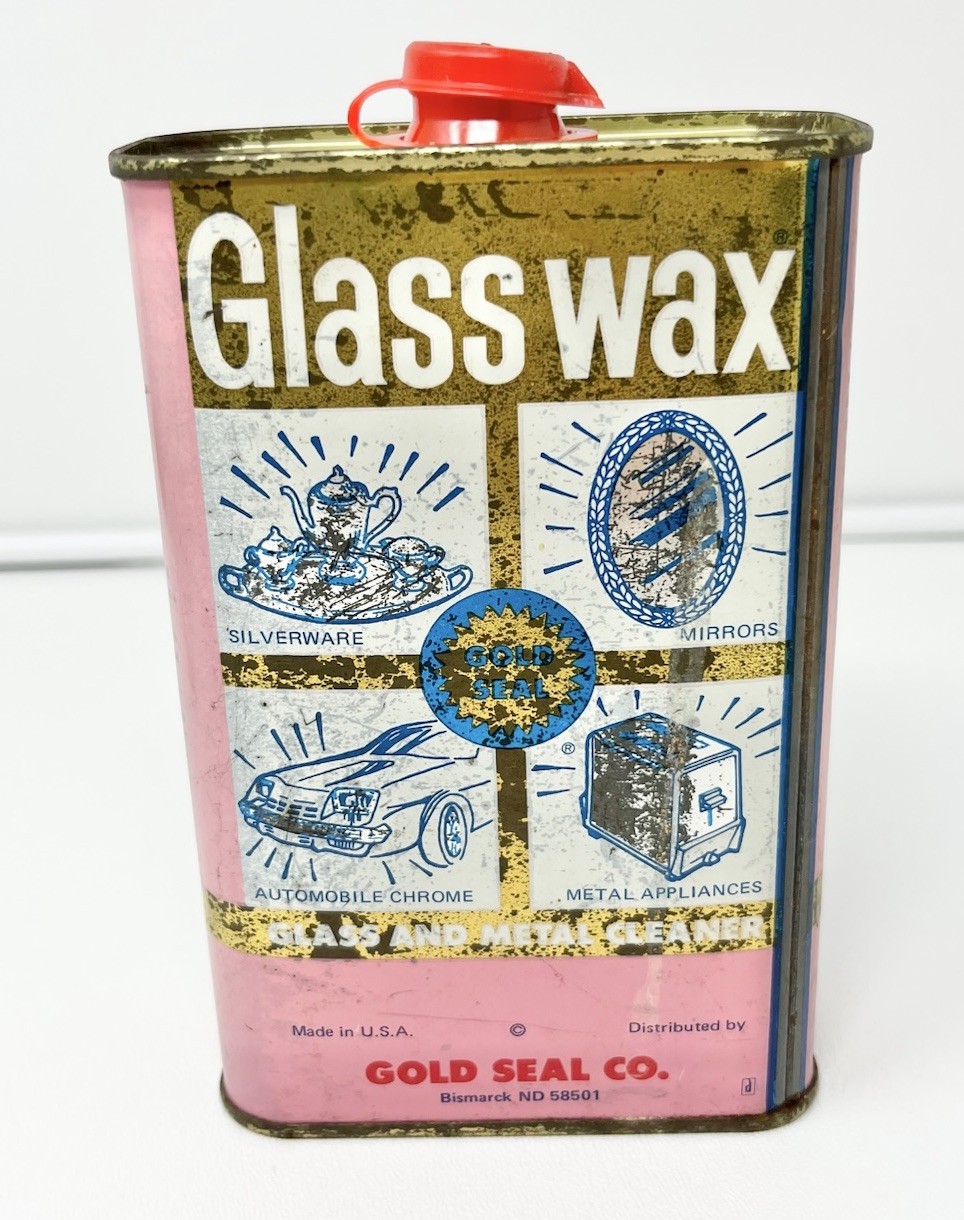 Vintage Glass Wax Metal Tin Can 75% Full Pink Can Polishing As Is Untested Read