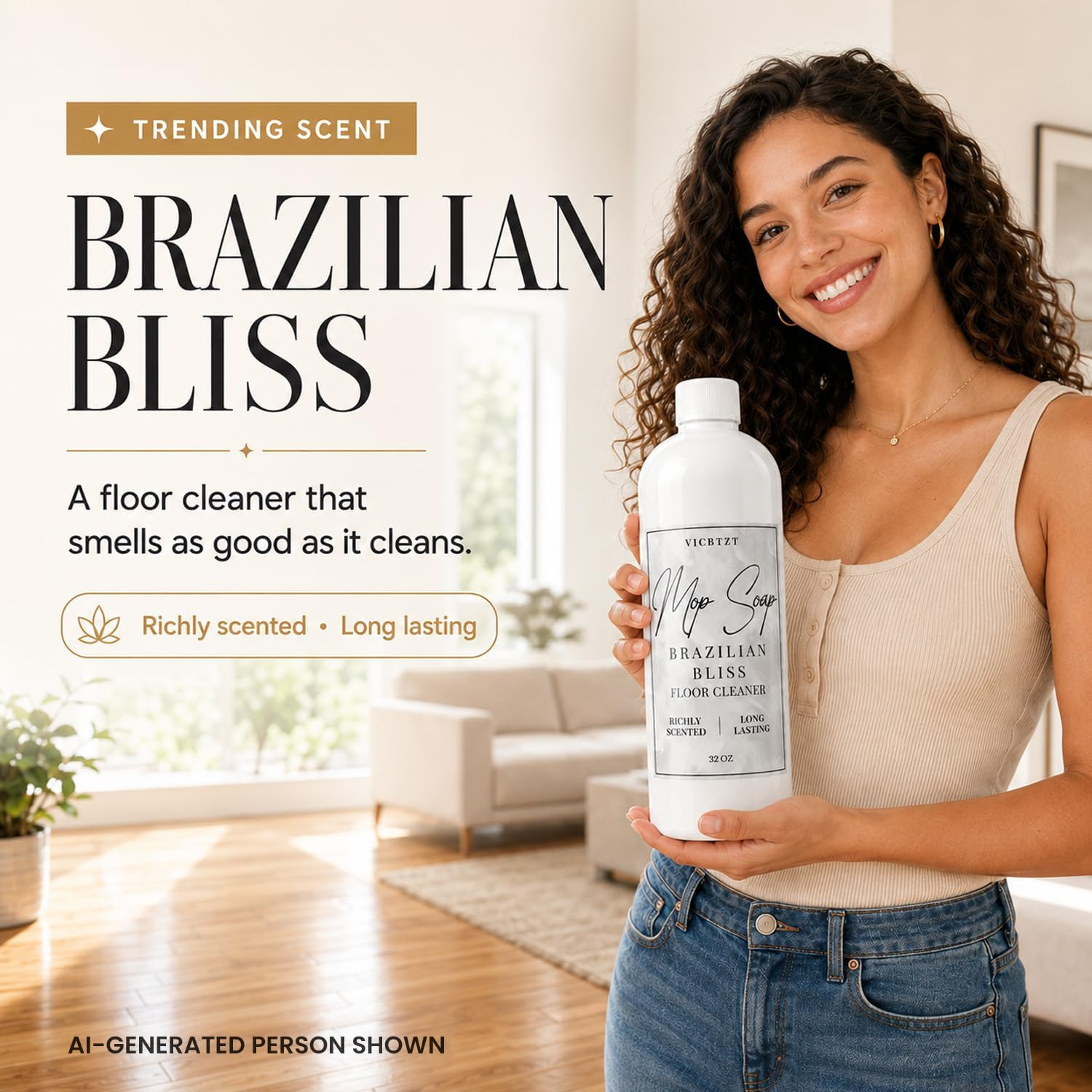 Mop Soap – Brazilian Bliss Scented Floor Cleaner for Mopping, Long-Lasting Fragr