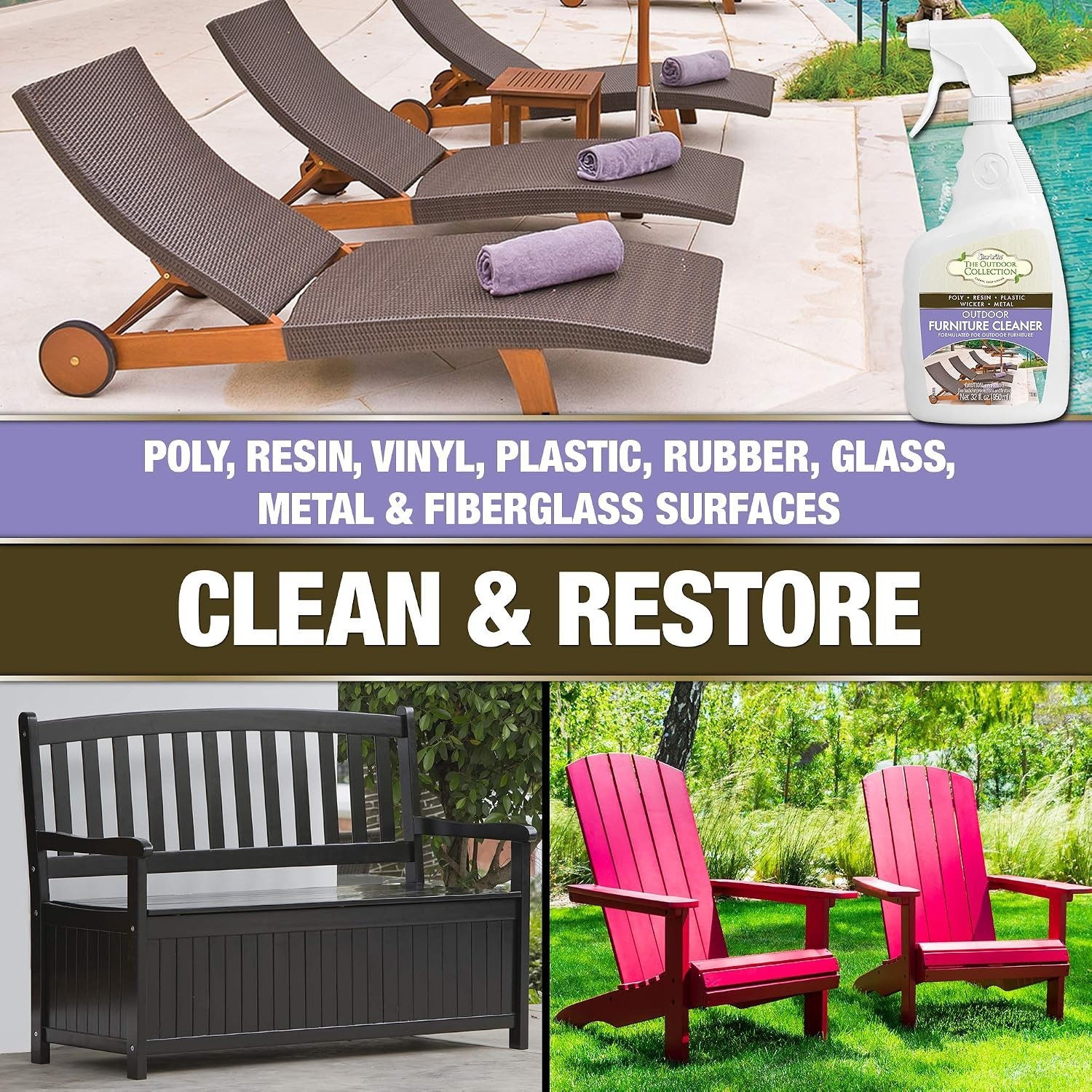 Effective 32 OZ Outdoor Collection Cleaner – All-Surface & Eco-Friendly Spray