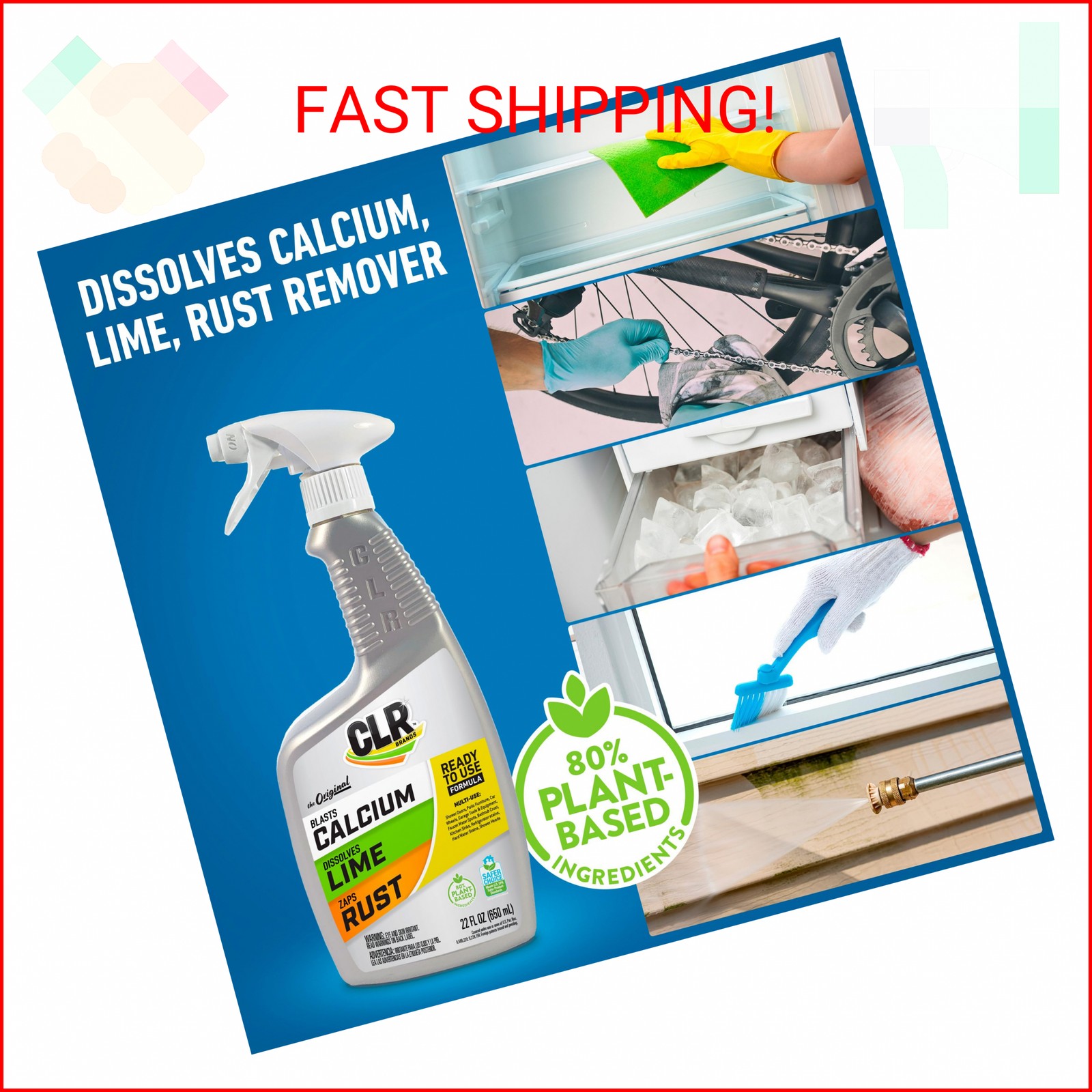CLR Brands® Lime & Rust Remover, Blasts Calcium, Dissolves Lime, Zaps Stubborn R