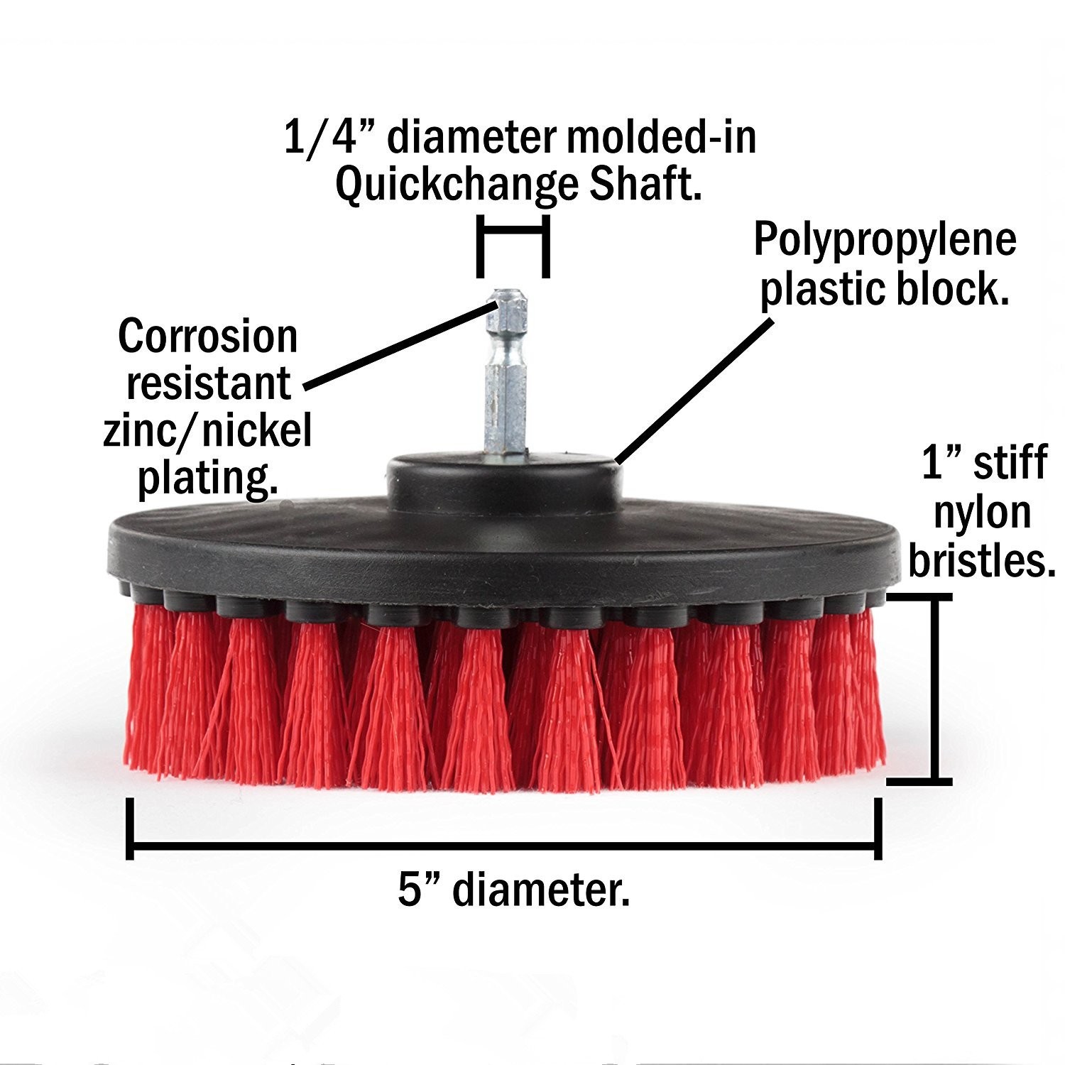 5in 3 Piece Soft, Medium and Stiff Power Scrubbing Brush Drill Attachment for…