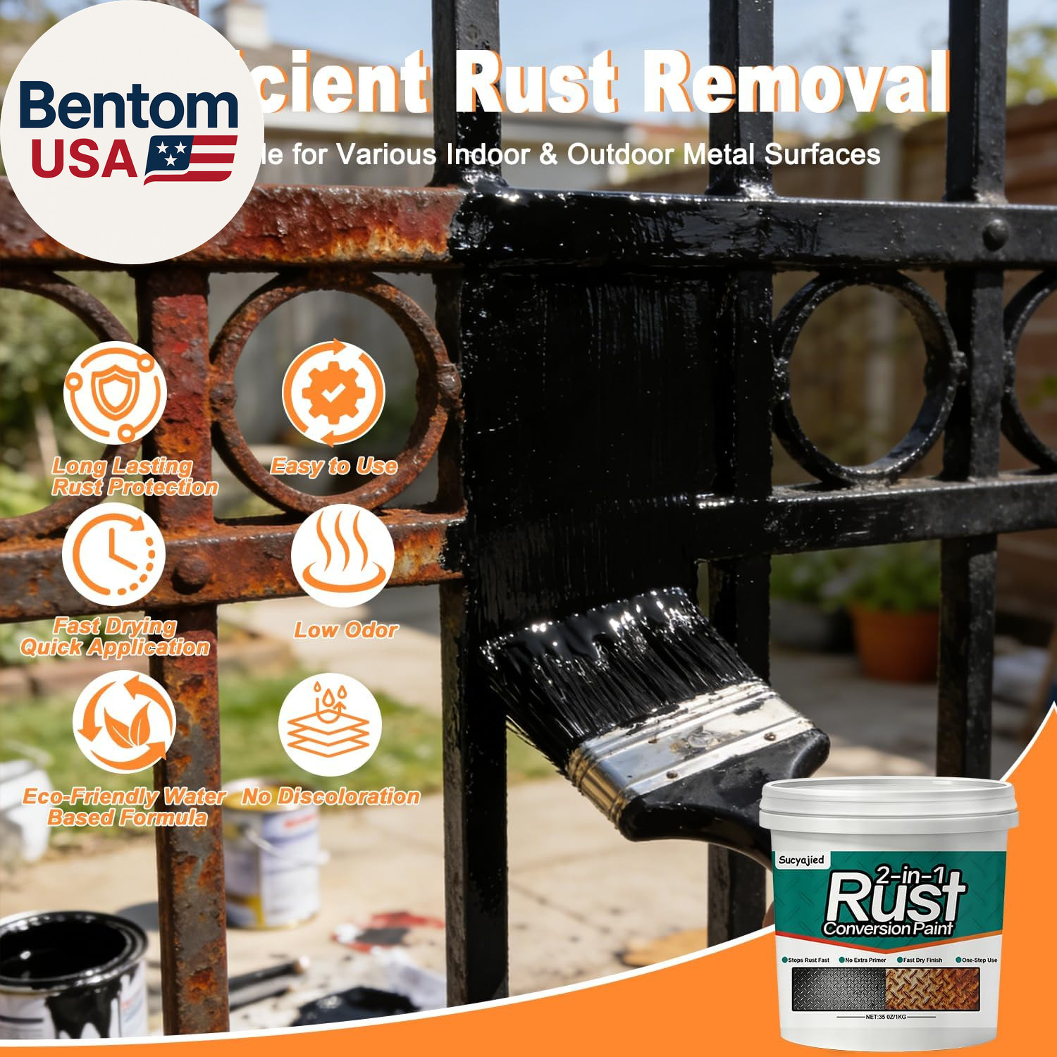 2-In-1 Rust Converter & Metal Primer, 35 Oz Rust Remover Paint for Metal,Rust Co