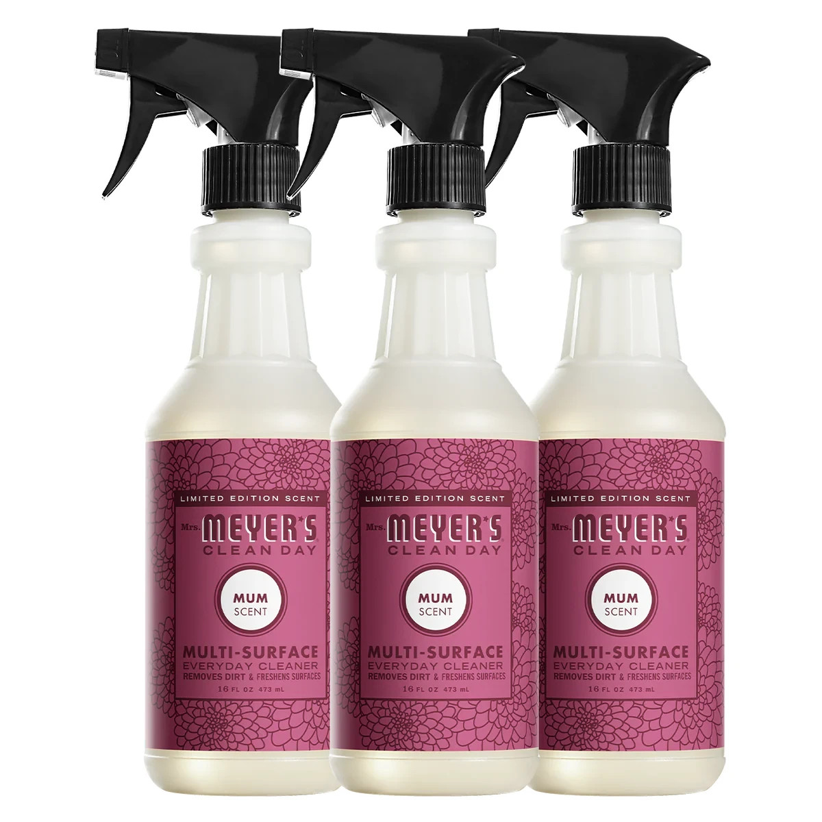 (Pack of 3)MRS. MEYER’S CLEAN DAY All-Purpose Cleaner Spray, Mum , 16 Fl oz each