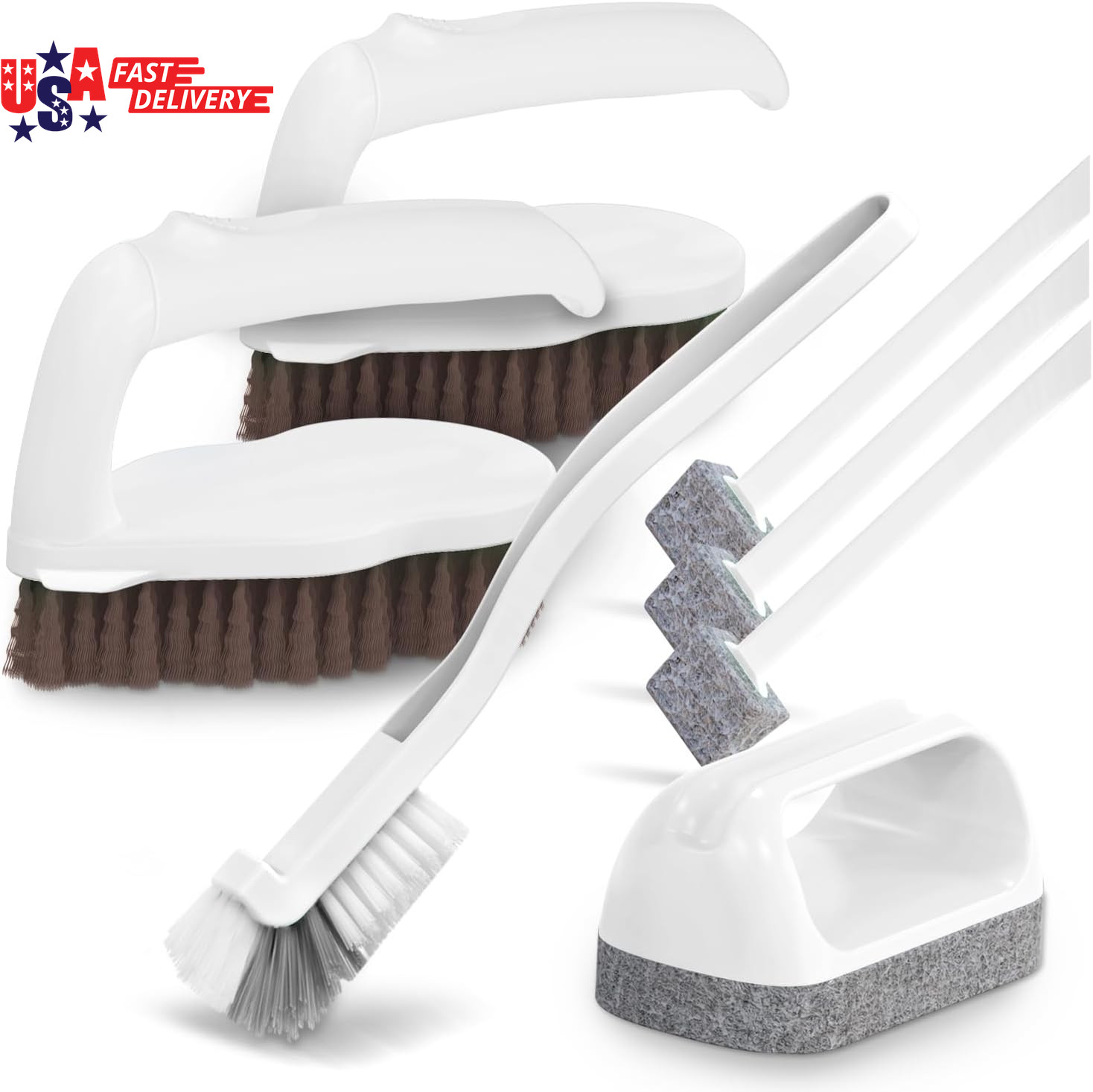 7 Pack Deep Cleaning Brush Set, Scrub Brush, Grout Brush, Pool Brush, Scrub Pads