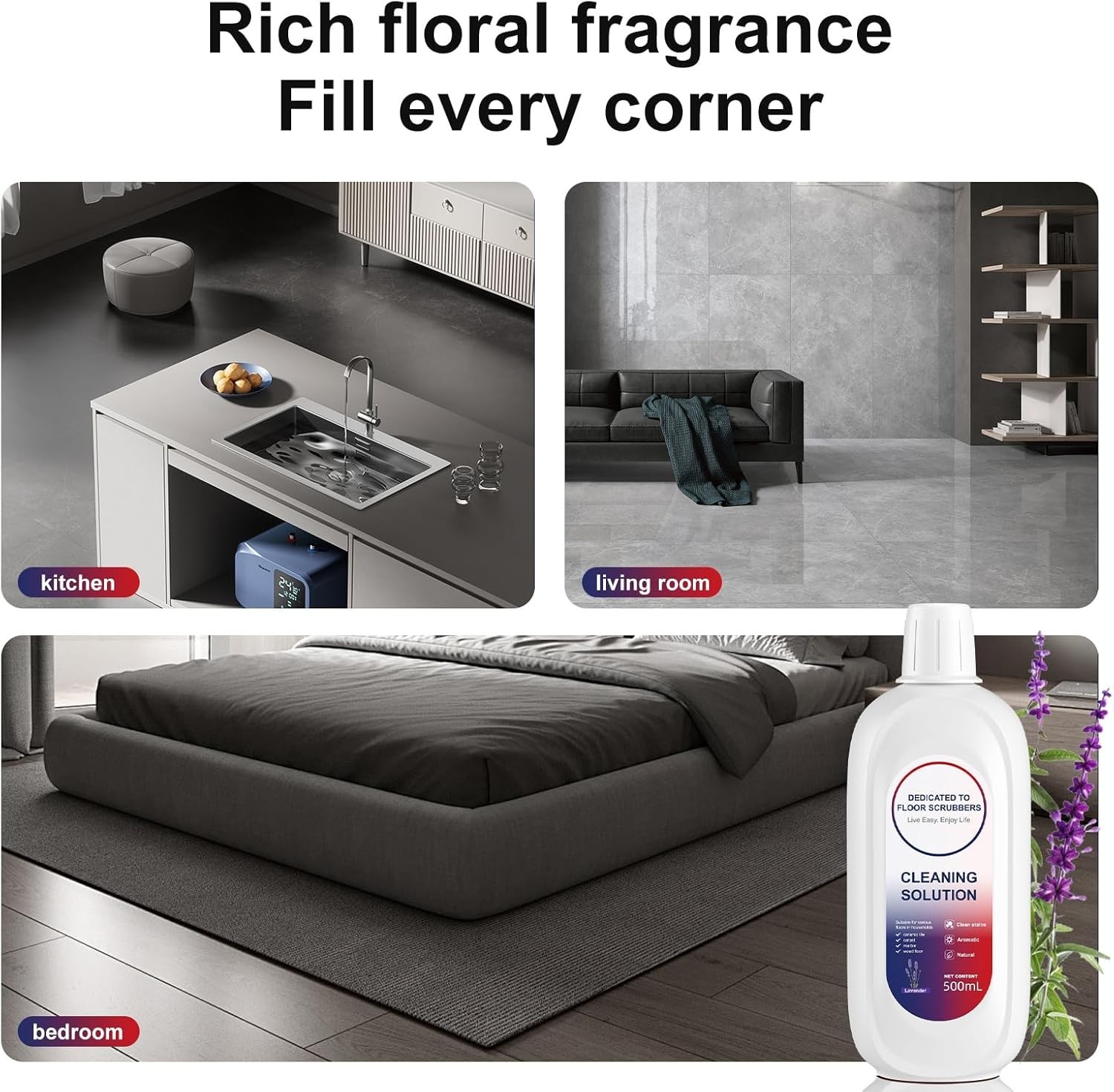 Lavender Scented Floor Cleaning Solution Liquid Concentrate 1 Bottle