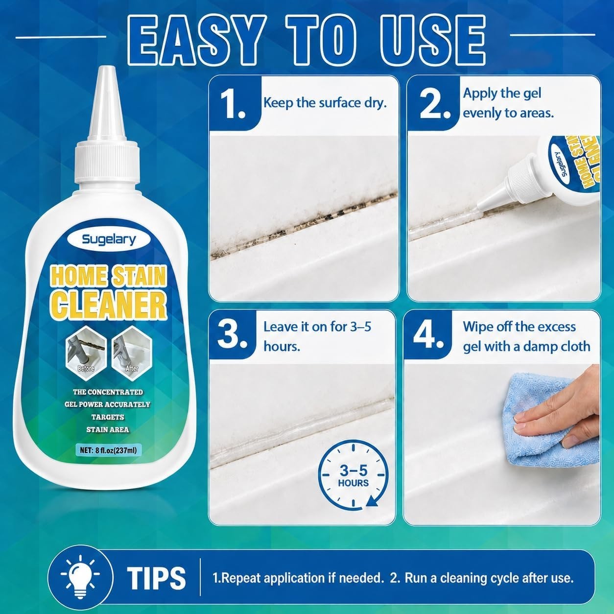 All-Purpose Unscented Mold Stain Gel for Washing Machine & Household Surfaces
