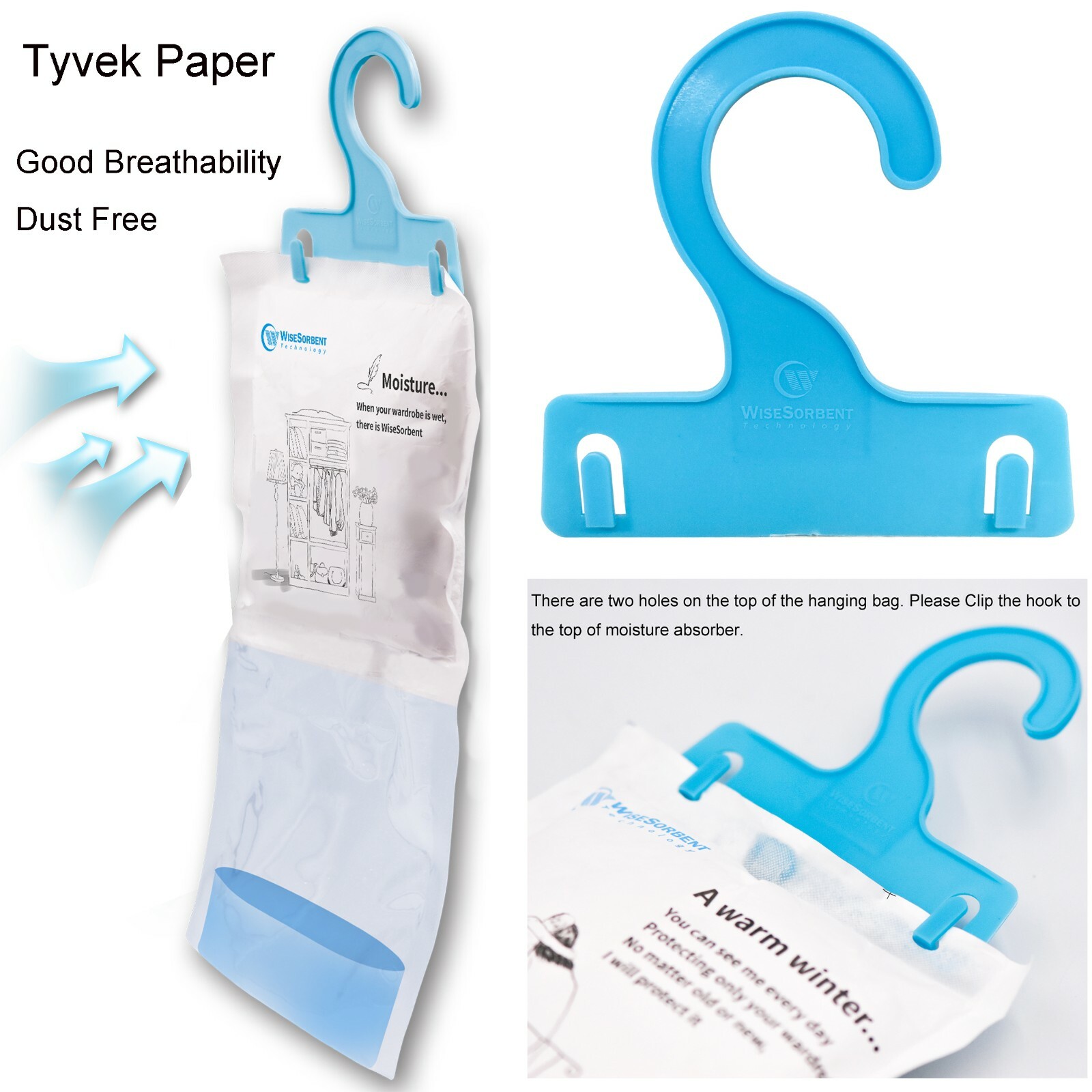 Moisture Absorber Hanging Bags Hanging Closet Dehumidifier Bags-Pack of 20 Pack