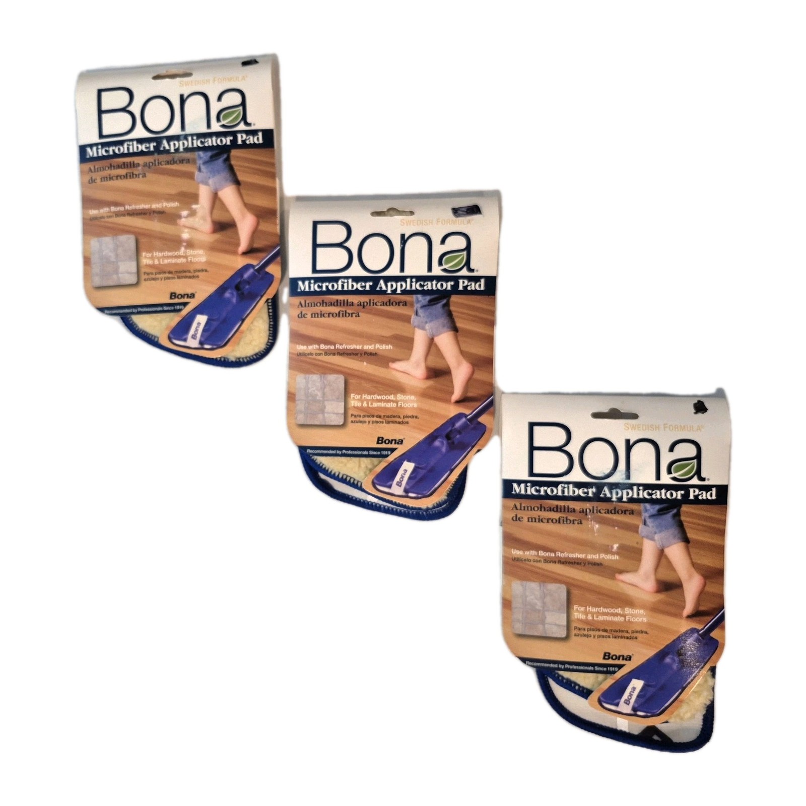 Bona Microfiber applicator Pad Hardwood Stone Tile Laminated Floors Lot Of 3