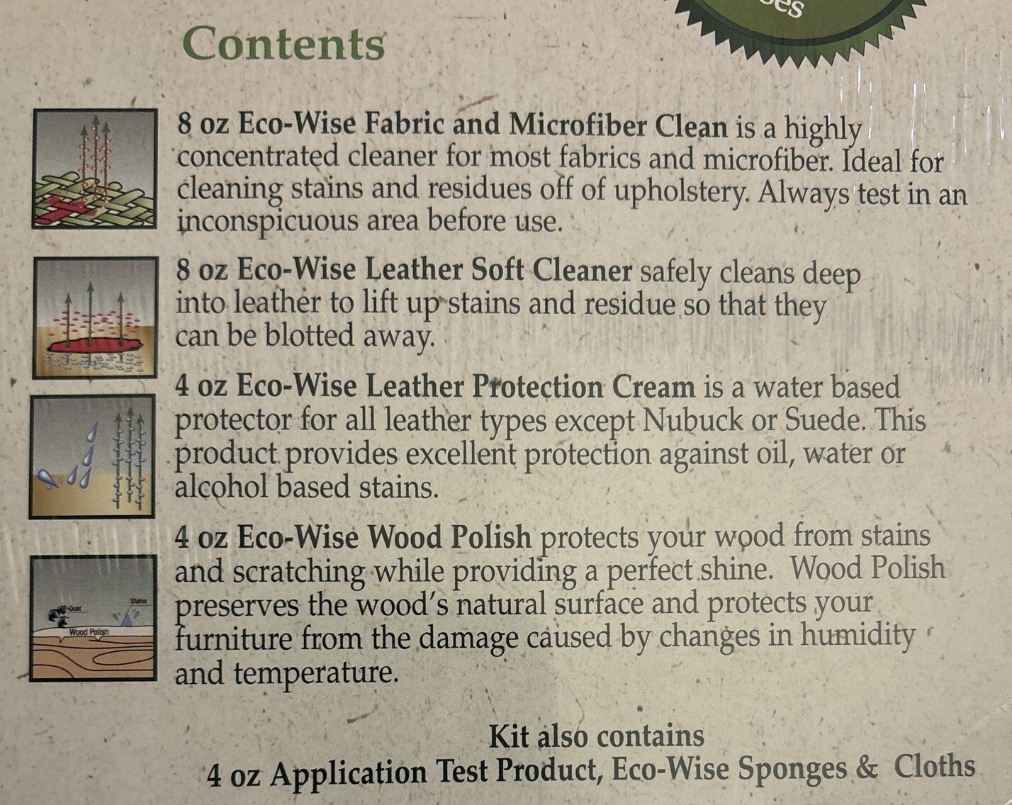 GreenGard Eco-Wise Home Care Products Fabric Leather Wood New Sealed