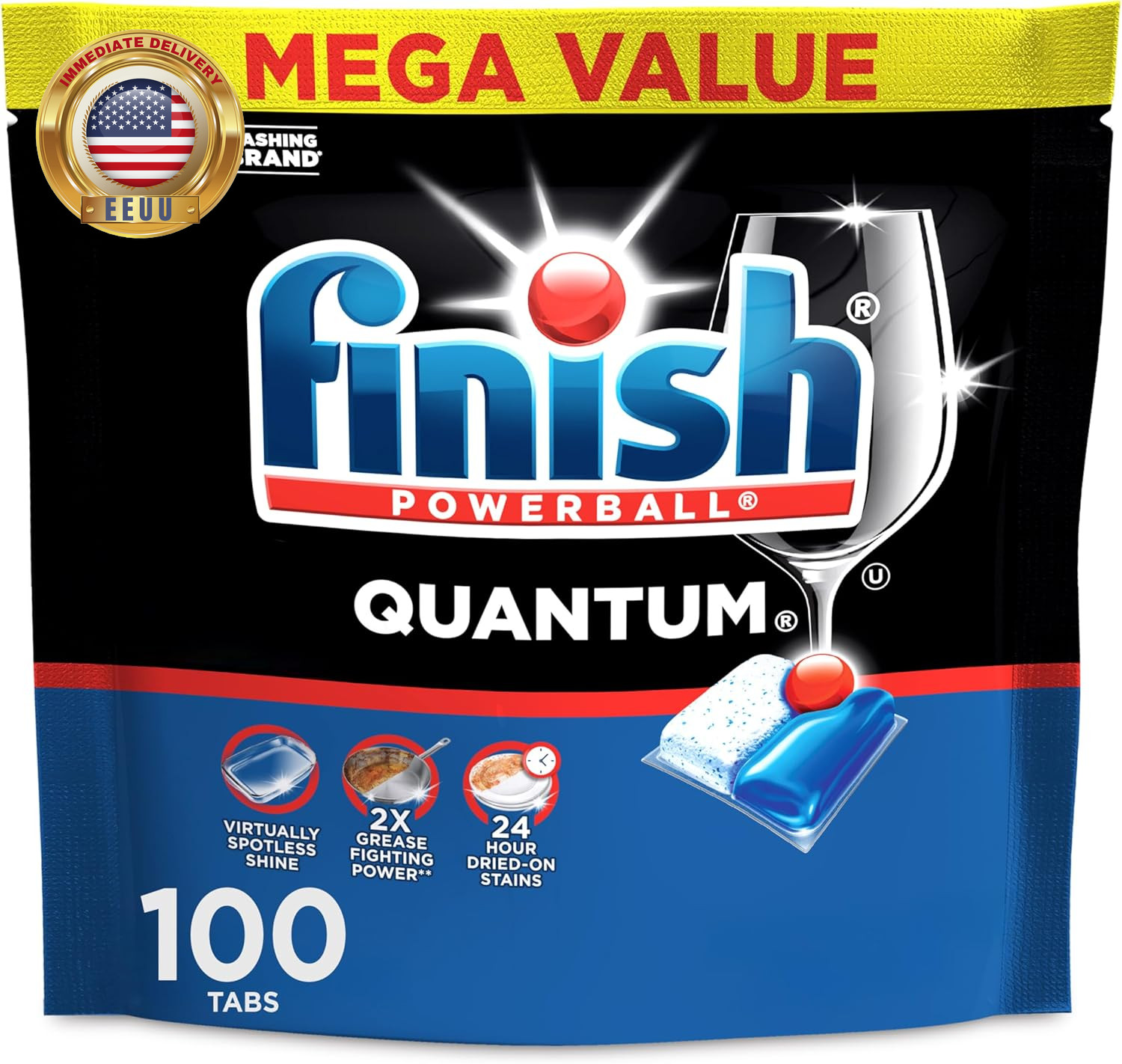 Quantum Dishwasher Pods, No Pre-Rinse Dishwasher Detergent Soap Removes 24HR Dri