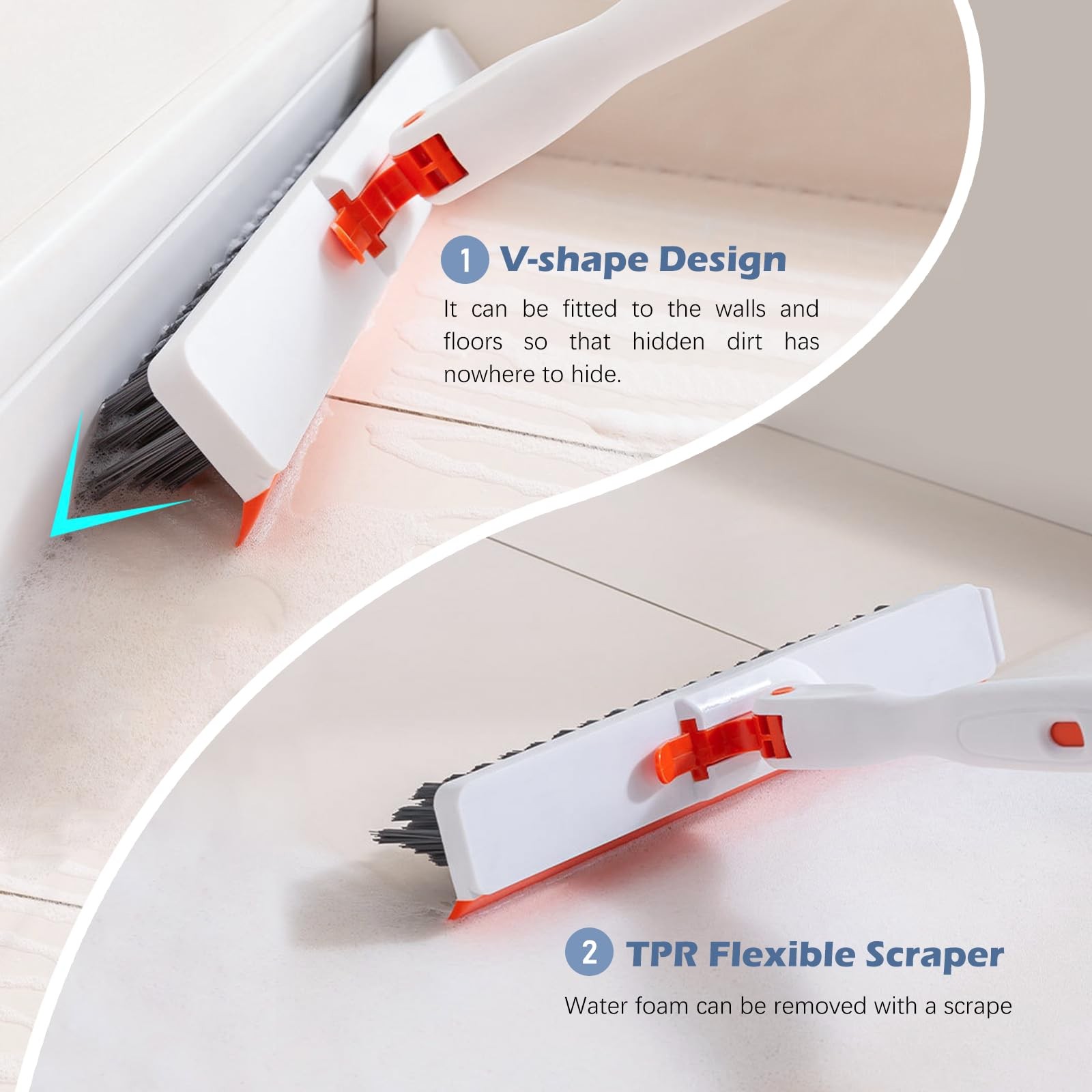 4-in-1 Tile Tub Floor Scrubber with 52-inch Adjustable Long Handle Shower Cle…