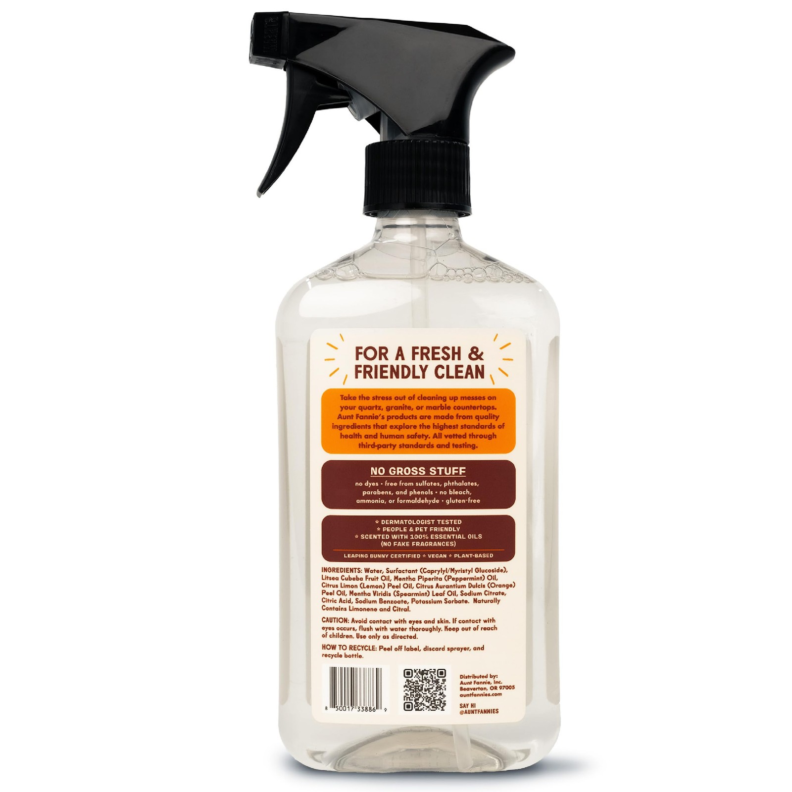 Aunt Fannie’s Granite and Stone Cleaner, Plant Based 16.9 Fl Oz (Pack of 1)