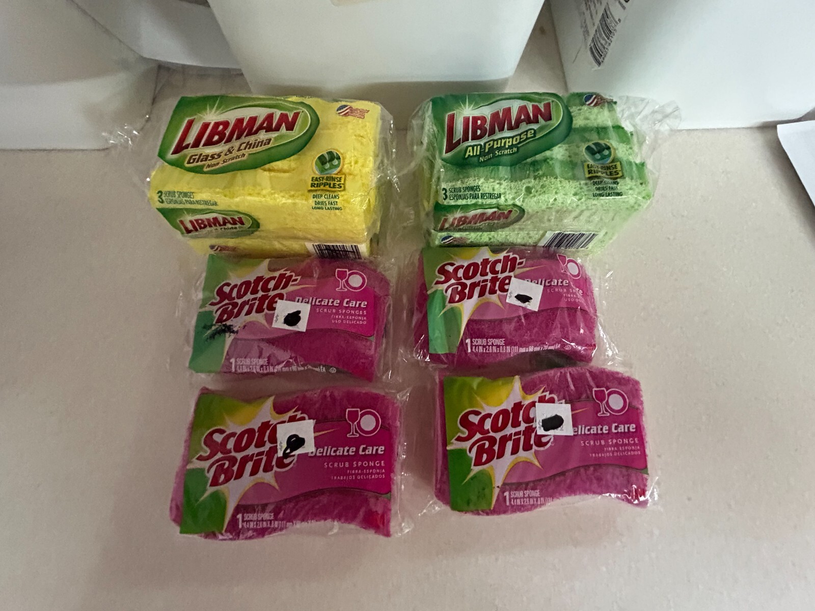 New 10-sponge pack lot Scotch Brite Delicate Care Scrub Libman Glass & China