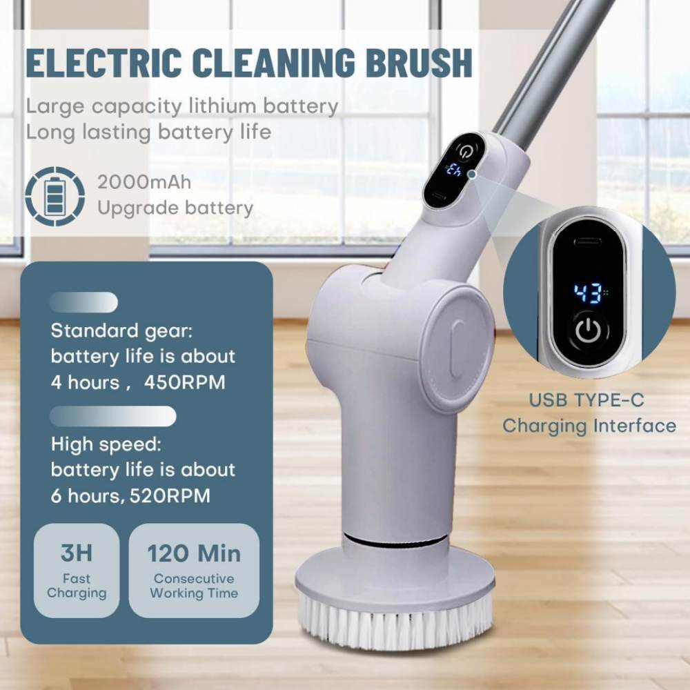 Electric Spin Scrubber, 2025 New Full-Body IPX7 Waterproof -3 Speeds 8 Heads