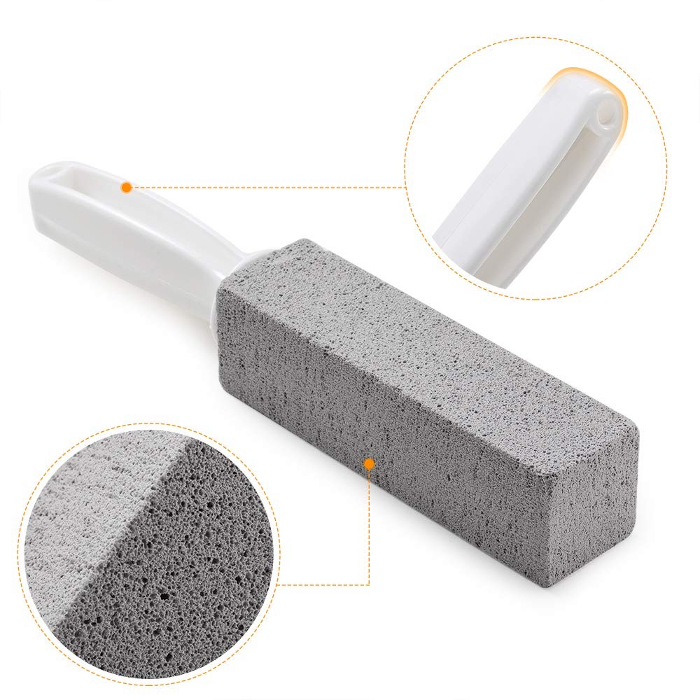 Pumice Stone Toilet Cleaner 2 Pack with Handle Hard Water Ring Remover